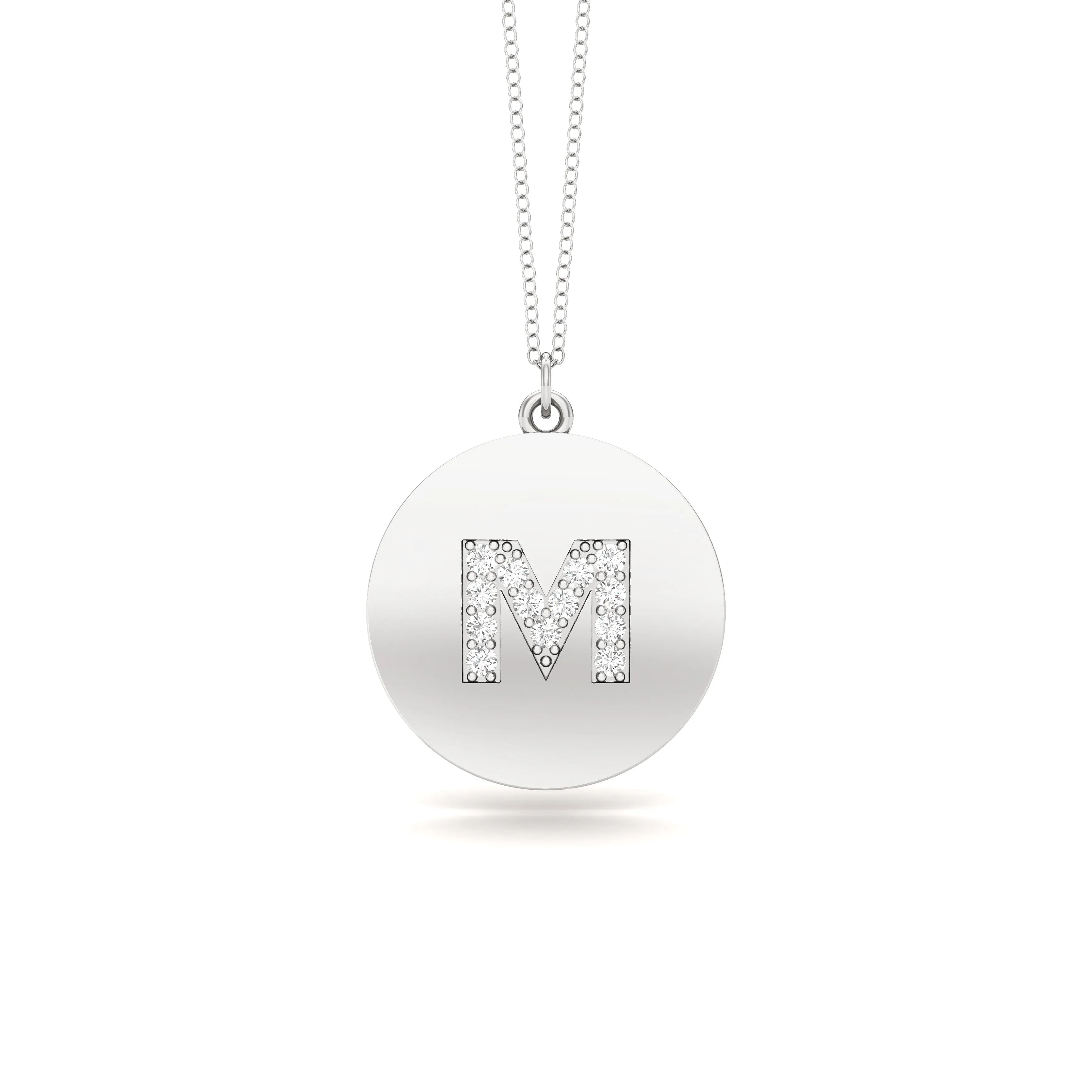 0.07Ct Diamond A-Z Alphabet Initial Pendant, 18" Gold Chain in 14K Gold