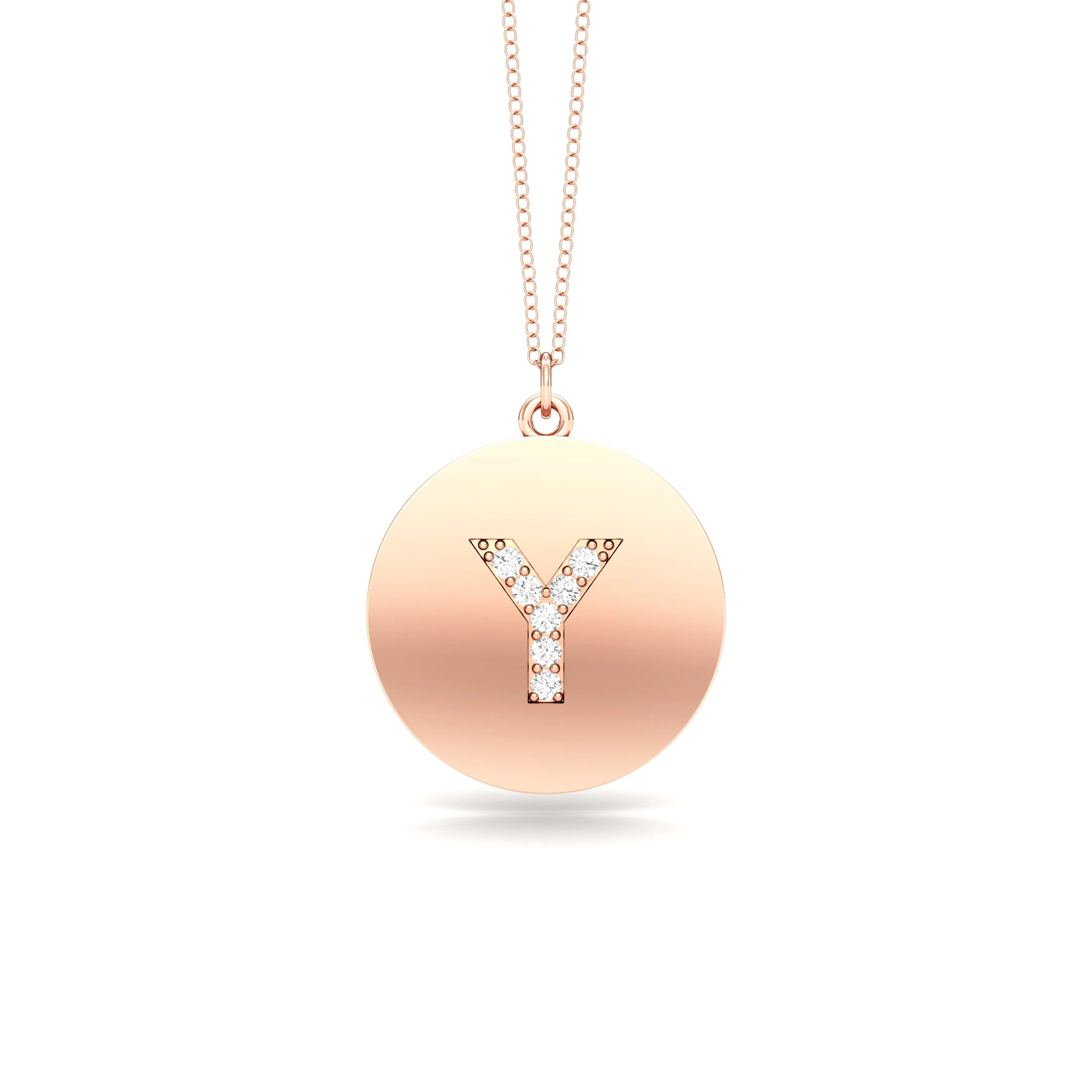 0.07Ct Diamond A-Z Alphabet Initial Pendant, 18" Gold Chain in 14K Gold