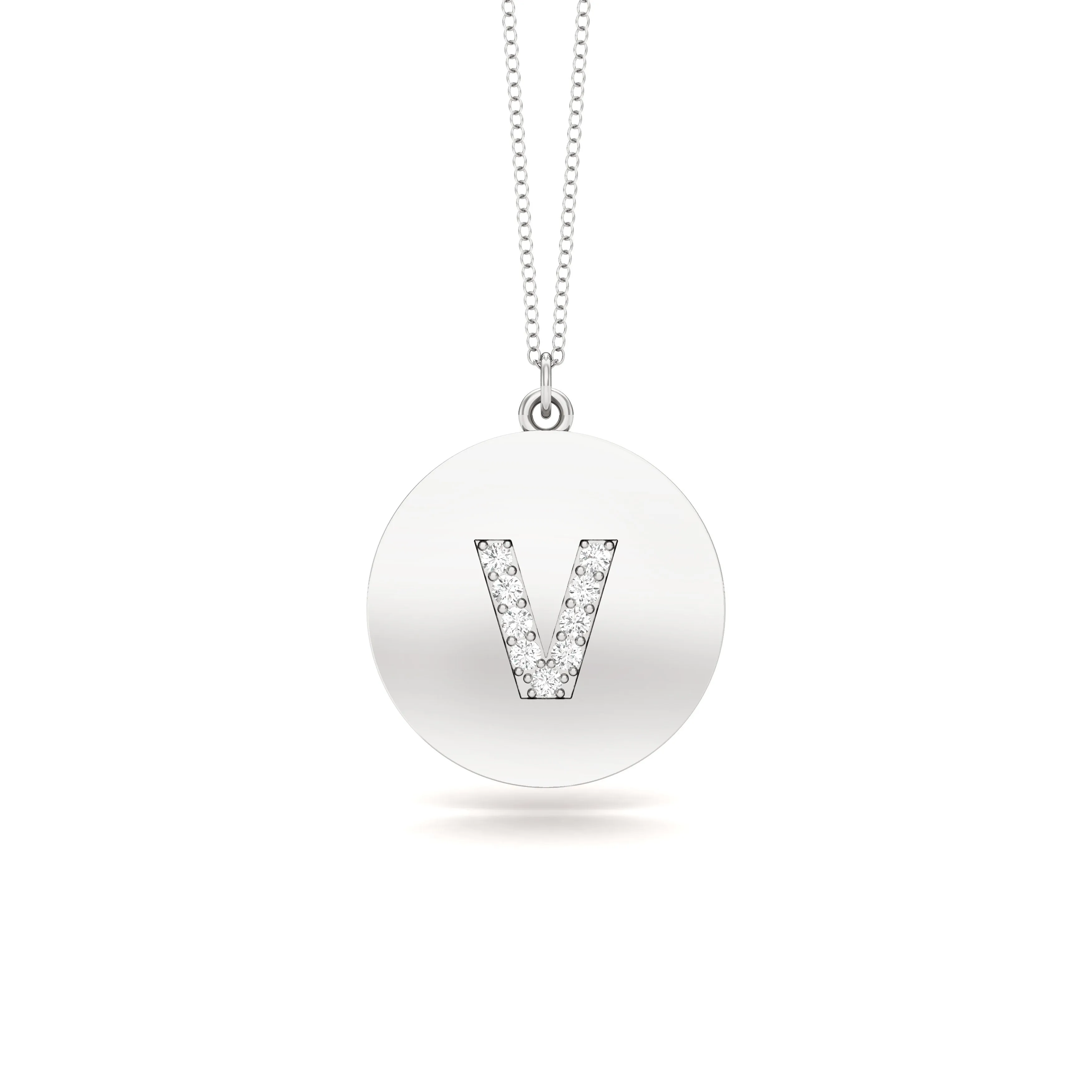 0.07Ct Diamond A-Z Alphabet Initial Pendant, 18" Gold Chain in 14K Gold