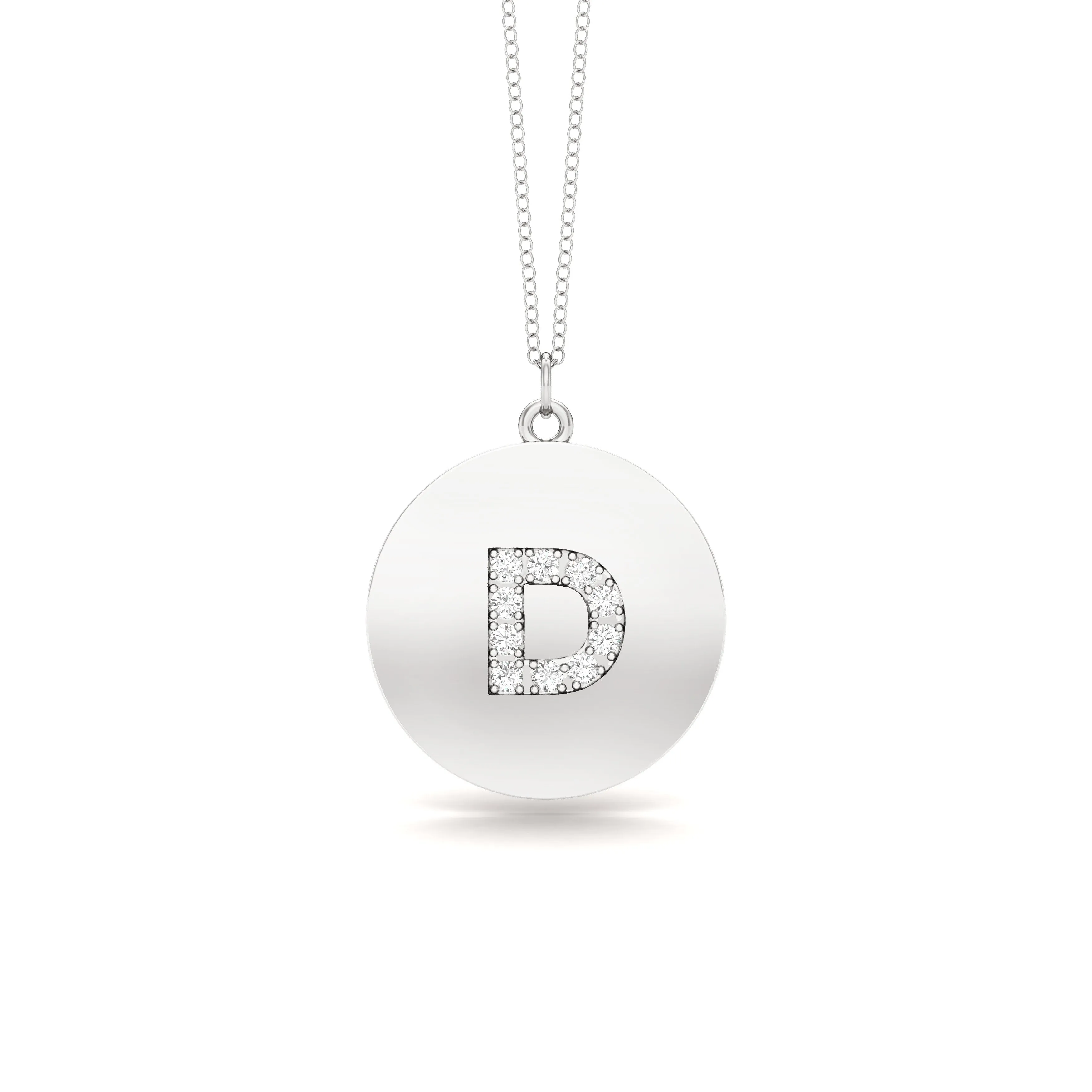 0.07Ct Diamond A-Z Alphabet Initial Pendant, 18" Gold Chain in 14K Gold