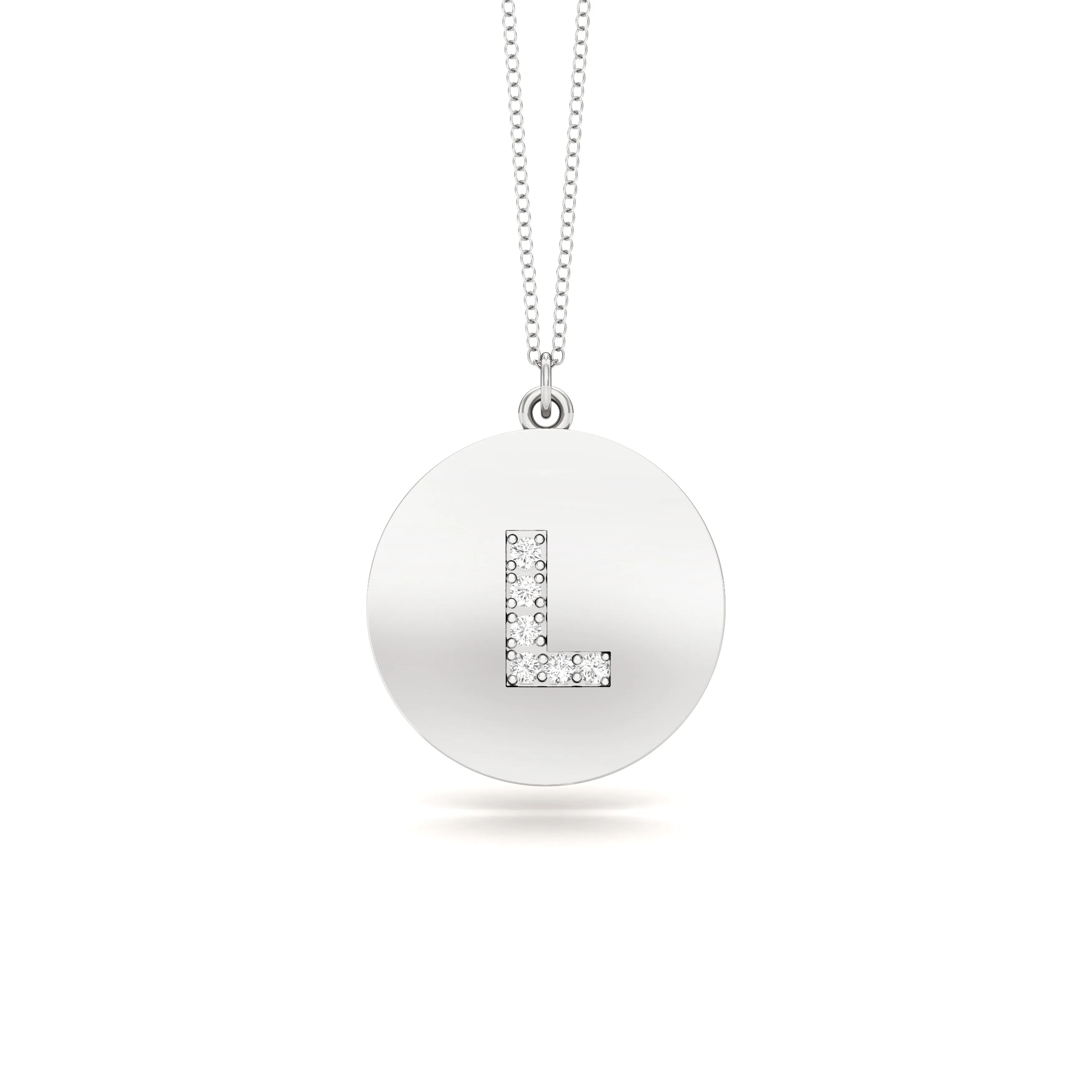 0.07Ct Diamond A-Z Alphabet Initial Pendant, 18" Gold Chain in 14K Gold