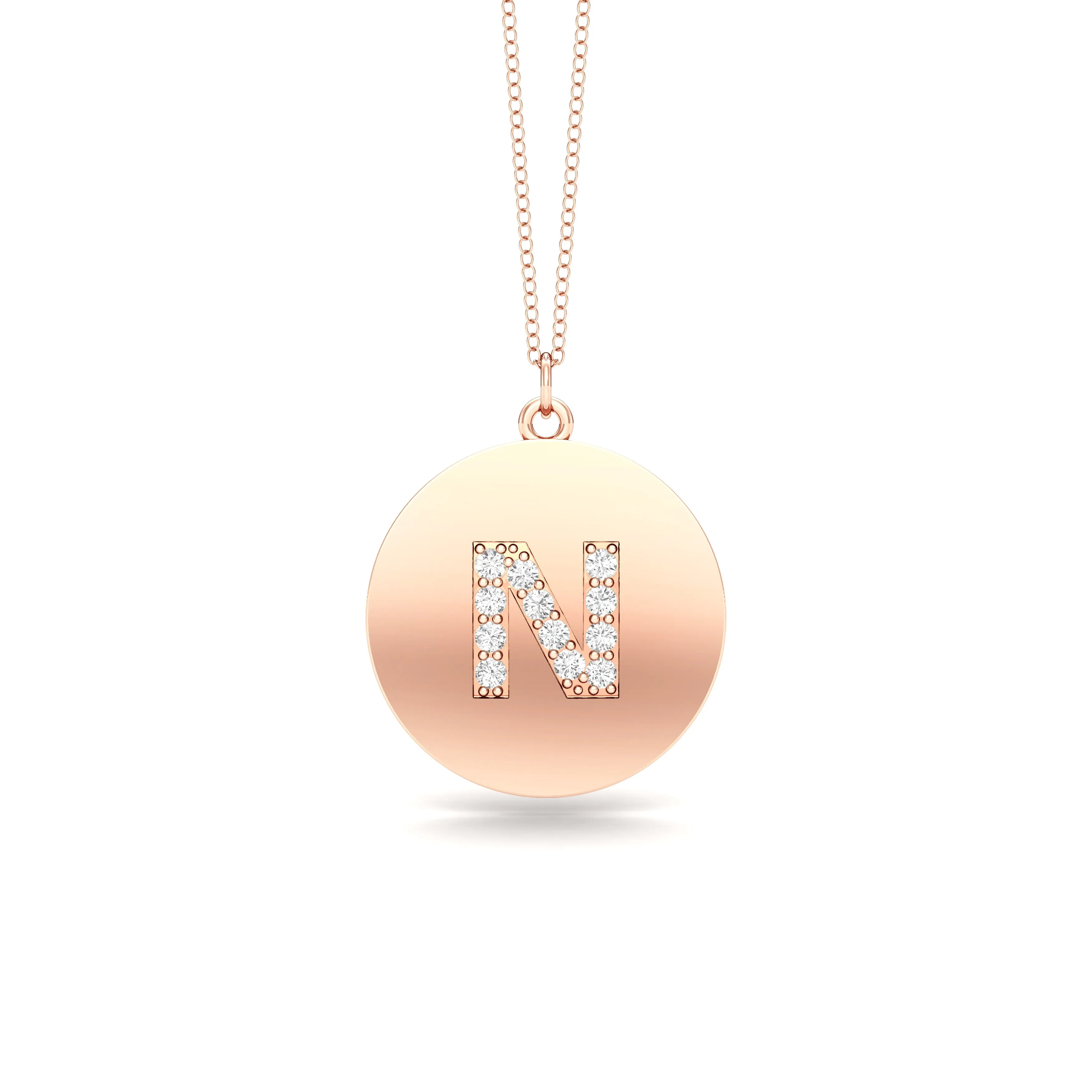0.07Ct Diamond A-Z Alphabet Initial Pendant, 18" Gold Chain in 14K Gold