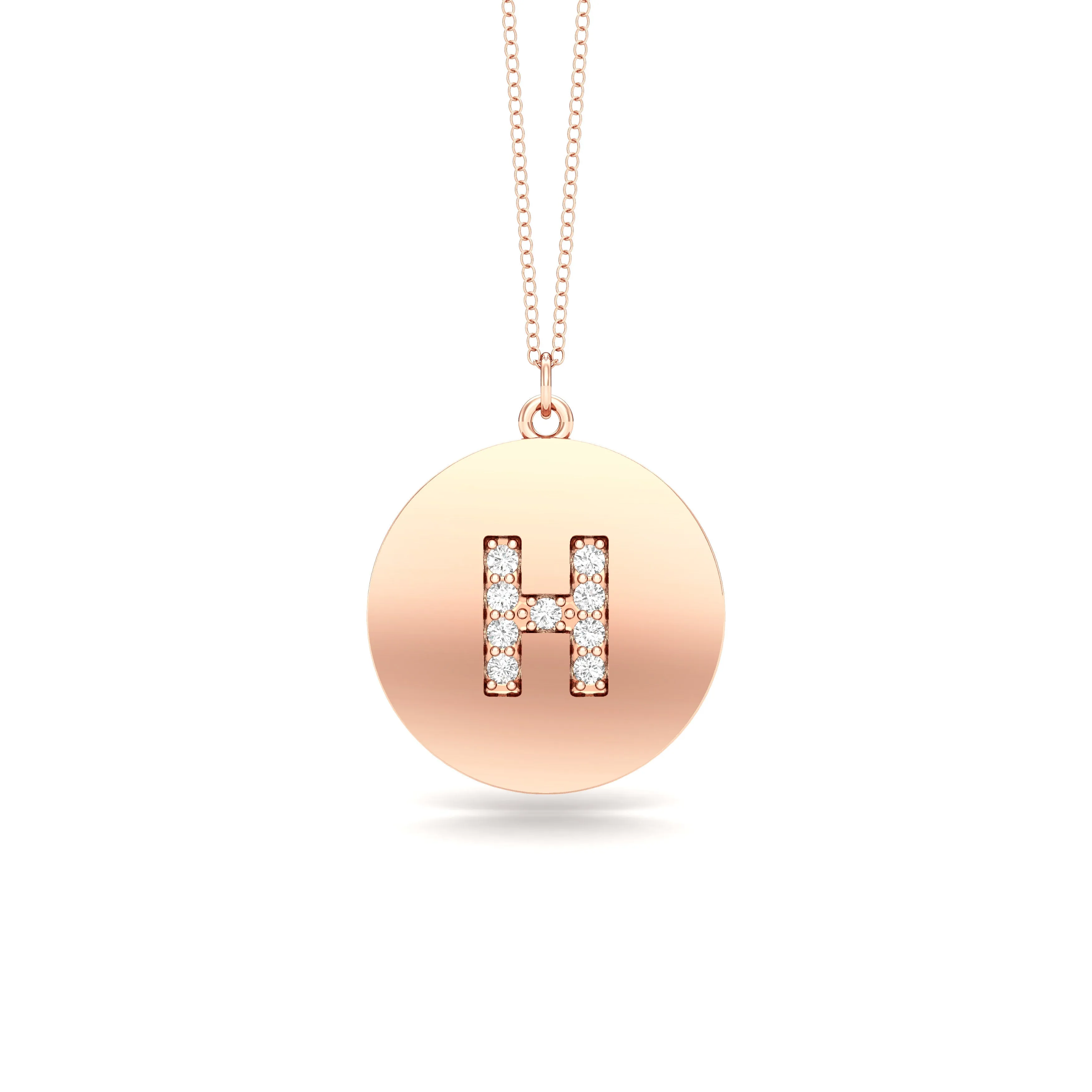 0.07Ct Diamond A-Z Alphabet Initial Pendant, 18" Gold Chain in 14K Gold