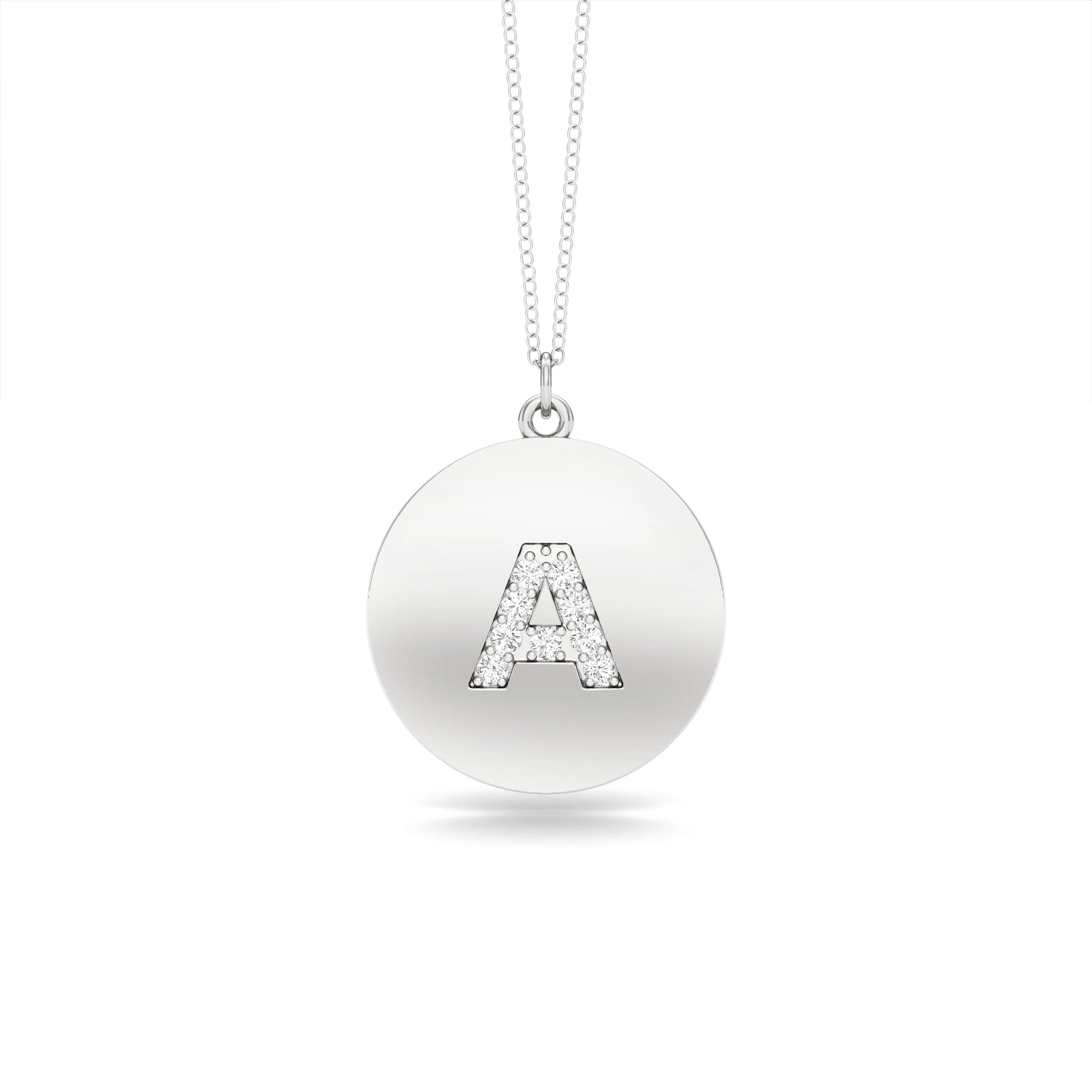 0.07Ct Diamond A-Z Alphabet Initial Pendant, 18" Gold Chain in 14K Gold