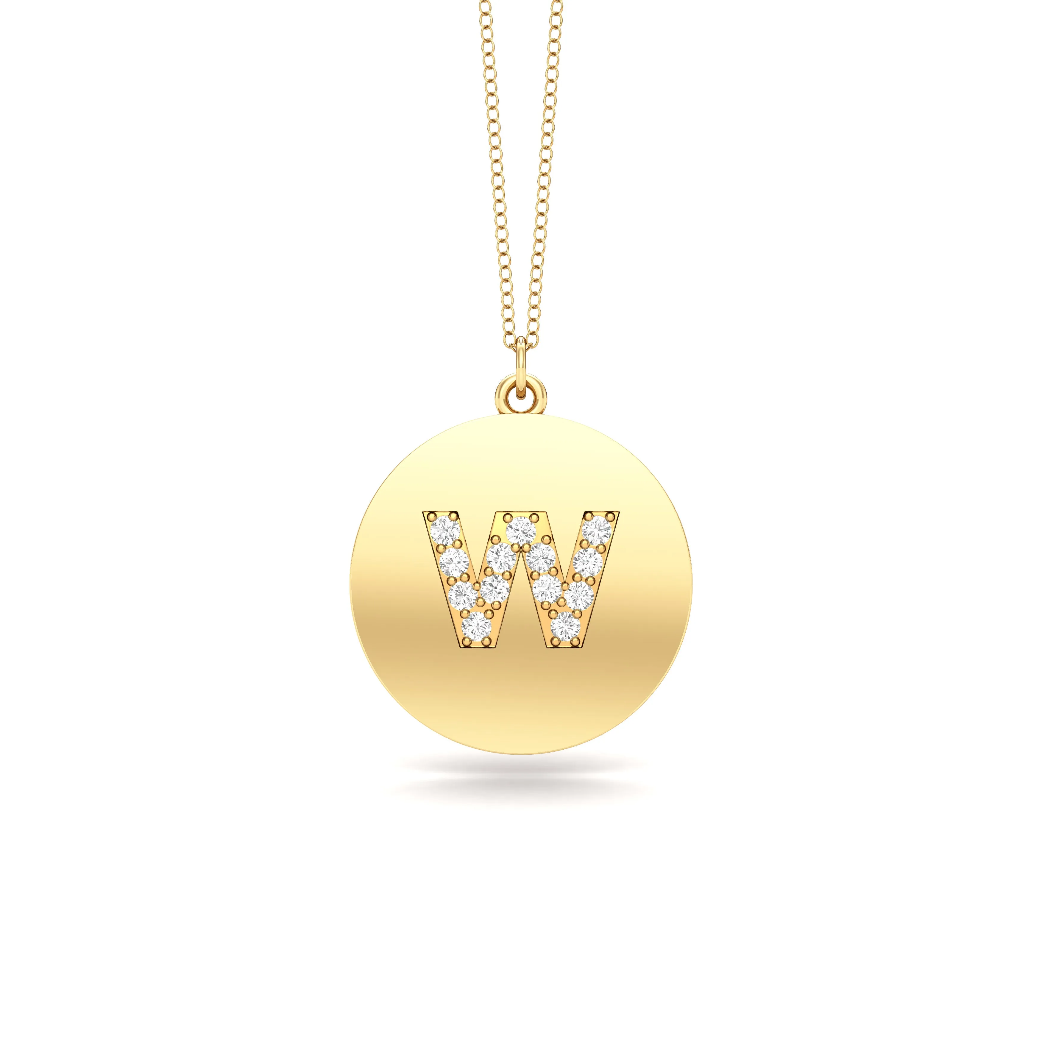 0.07Ct Diamond A-Z Alphabet Initial Pendant, 18" Gold Chain in 14K Gold