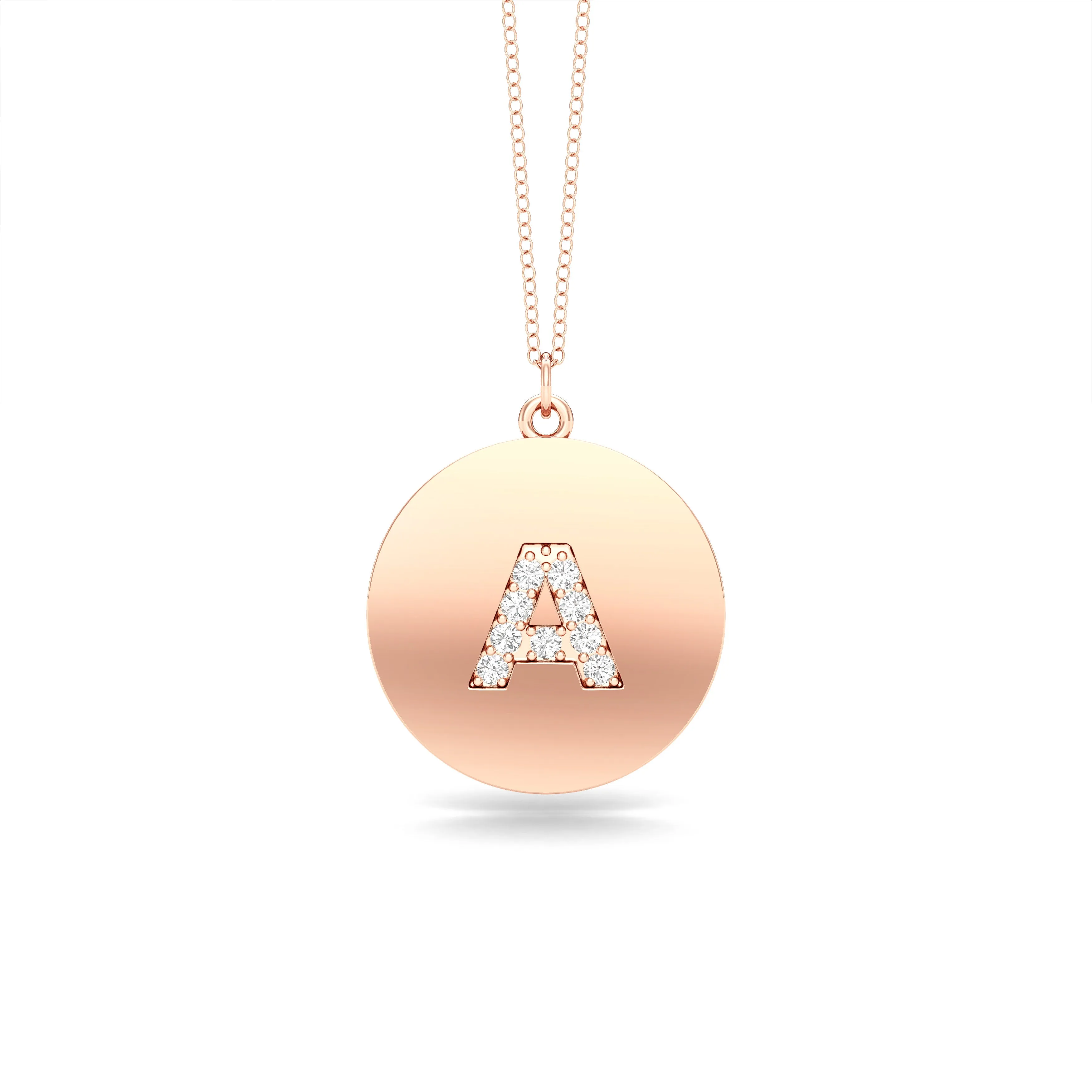 0.07Ct Diamond A-Z Alphabet Initial Pendant, 18" Gold Chain in 14K Gold