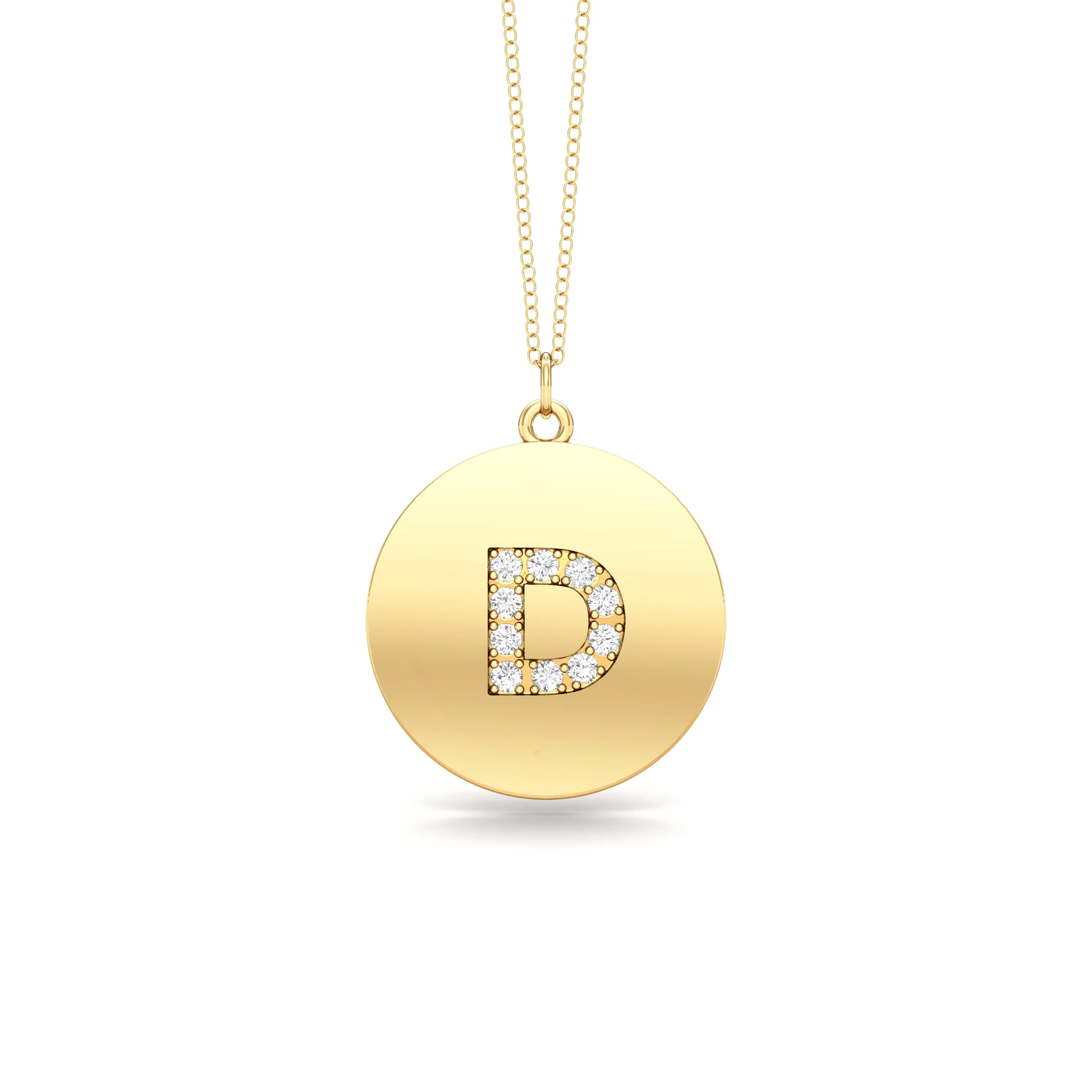 0.07Ct Diamond A-Z Alphabet Initial Pendant, 18" Gold Chain in 14K Gold