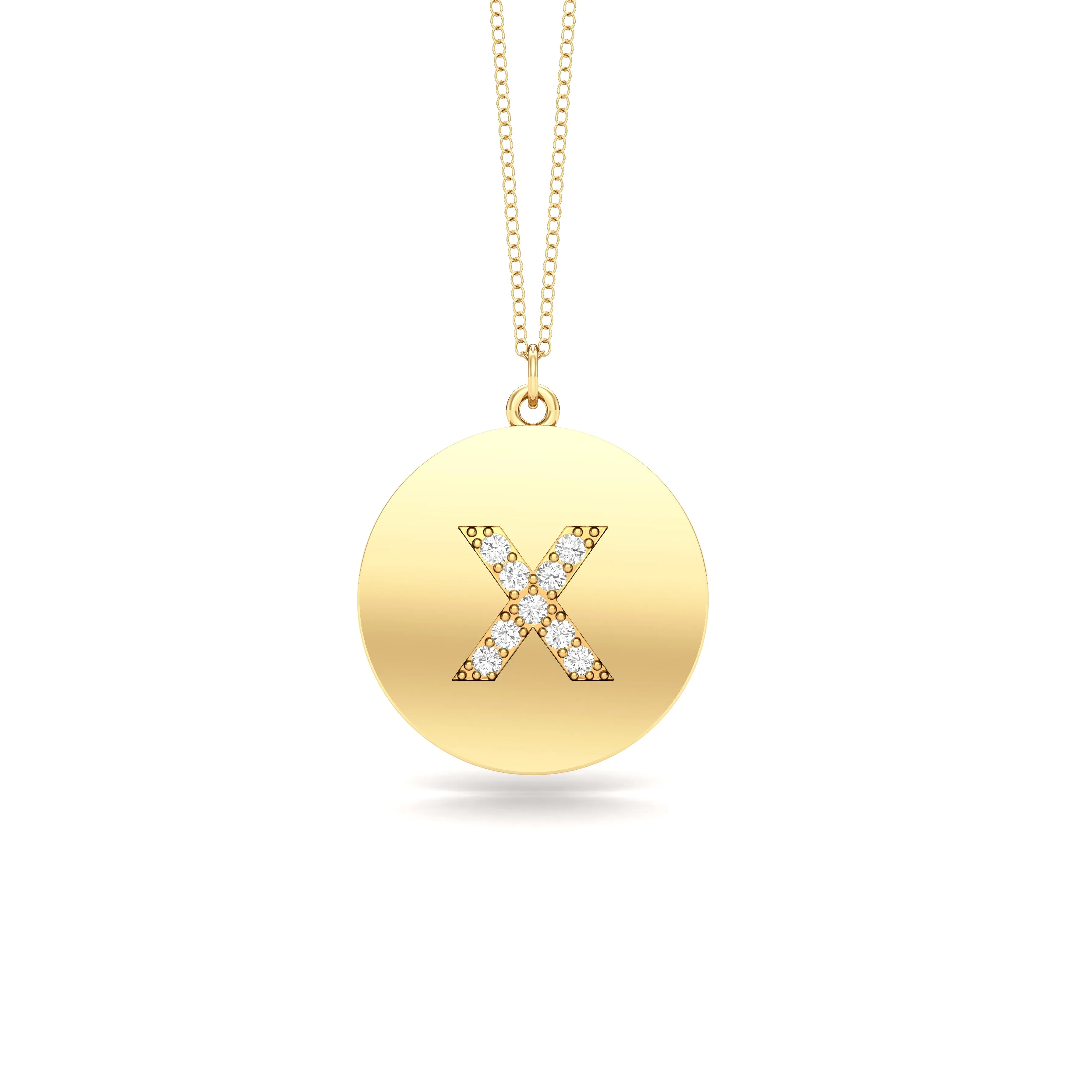 0.07Ct Diamond A-Z Alphabet Initial Pendant, 18" Gold Chain in 14K Gold