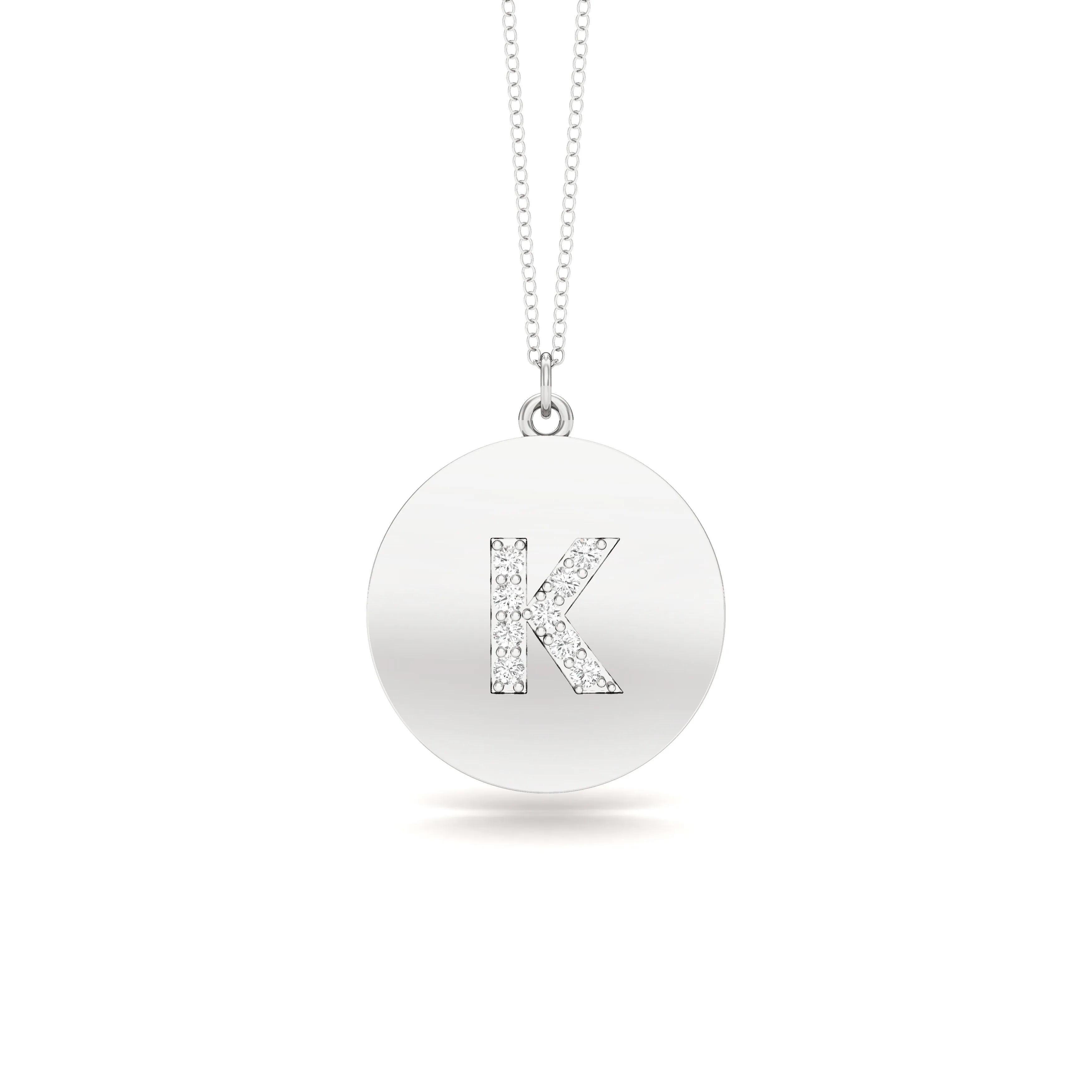 0.07Ct Diamond A-Z Alphabet Initial Pendant, 18" Gold Chain in 14K Gold