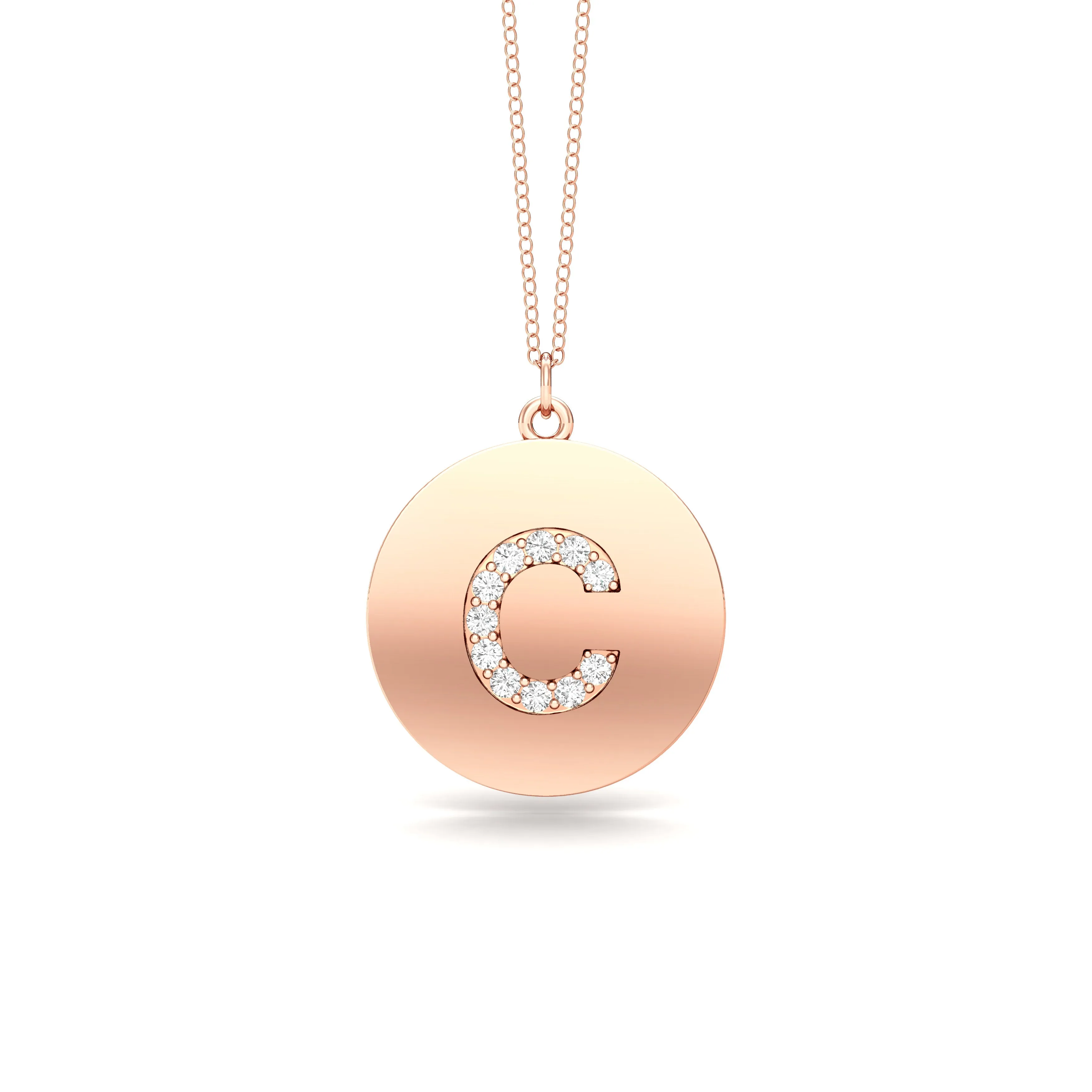 0.07Ct Diamond A-Z Alphabet Initial Pendant, 18" Gold Chain in 14K Gold