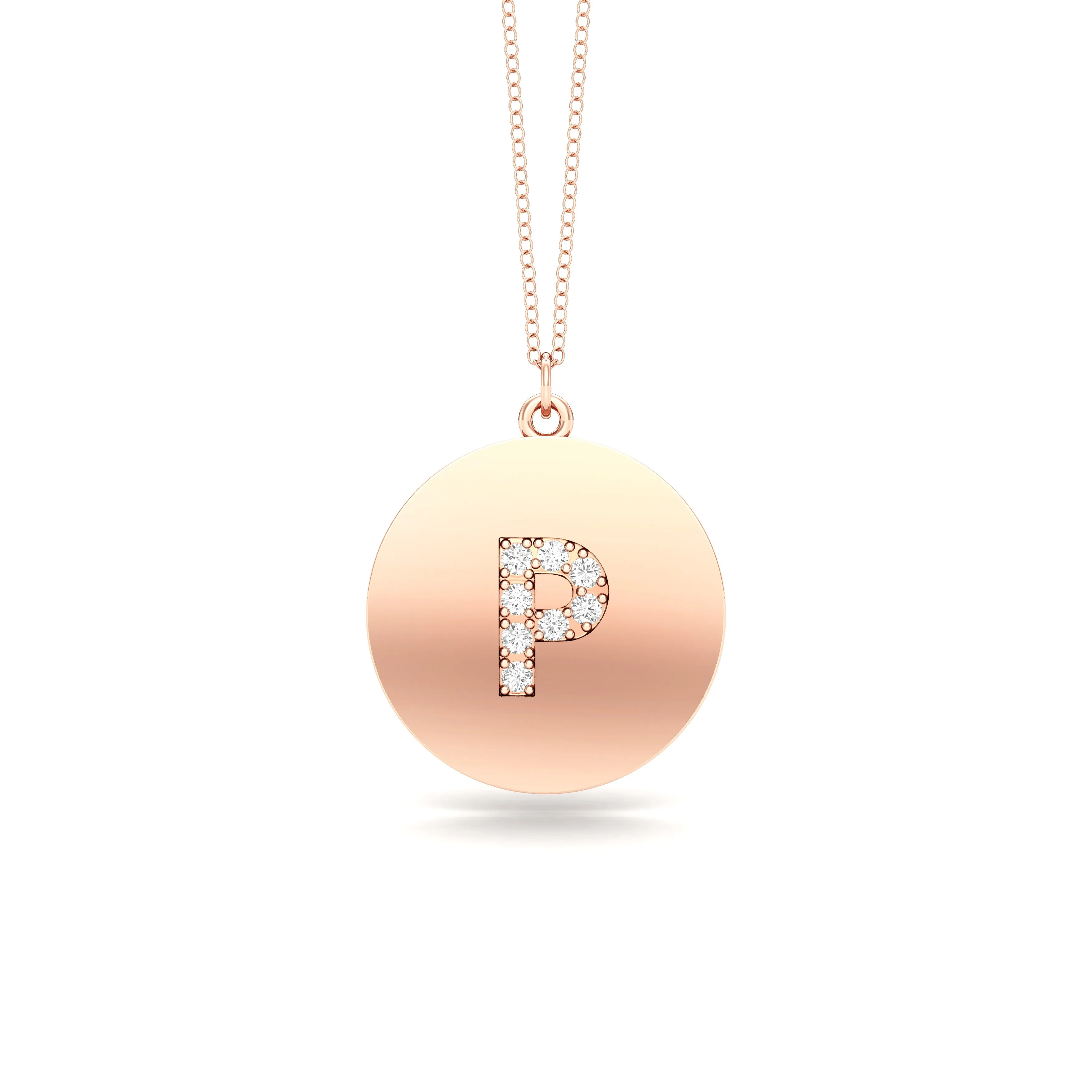 0.07Ct Diamond A-Z Alphabet Initial Pendant, 18" Gold Chain in 14K Gold