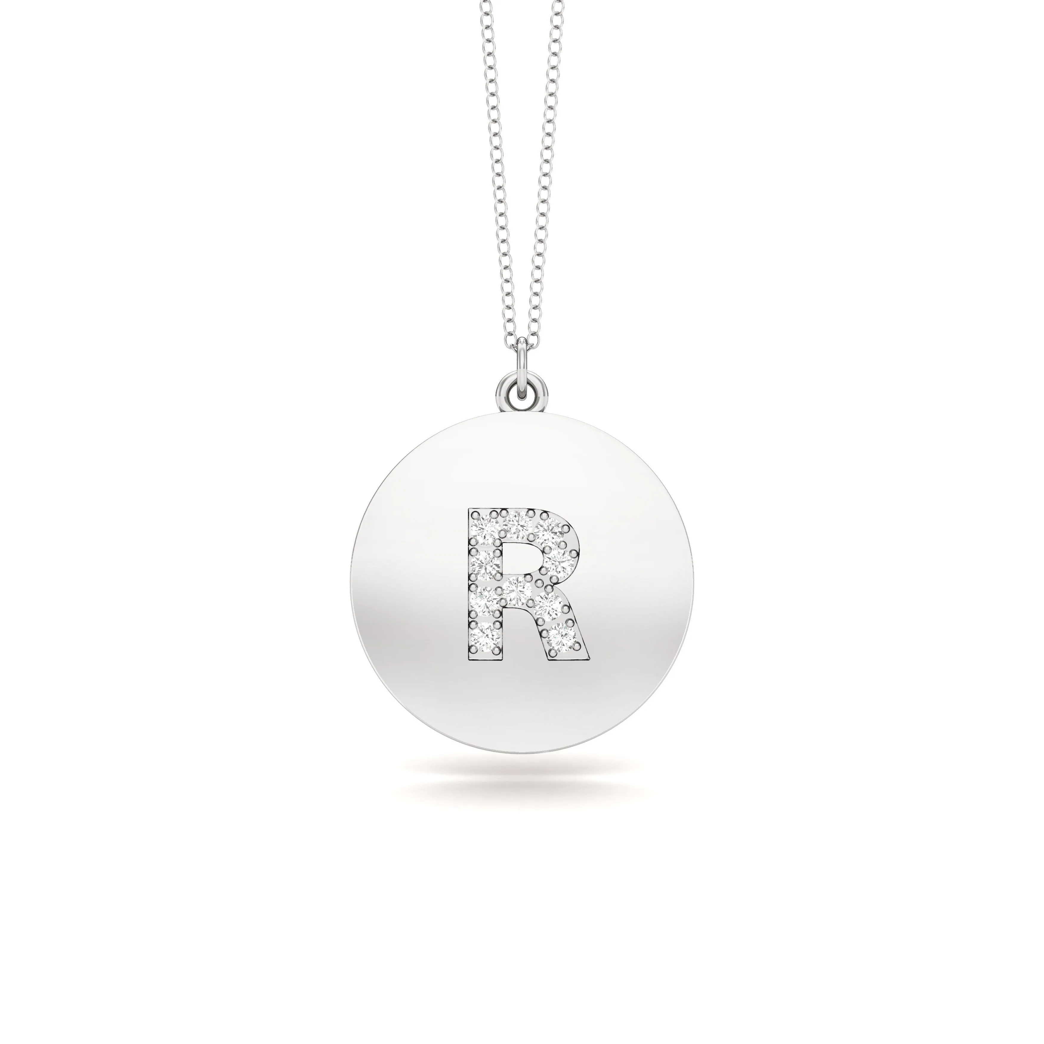 0.07Ct Diamond A-Z Alphabet Initial Pendant, 18" Gold Chain in 14K Gold