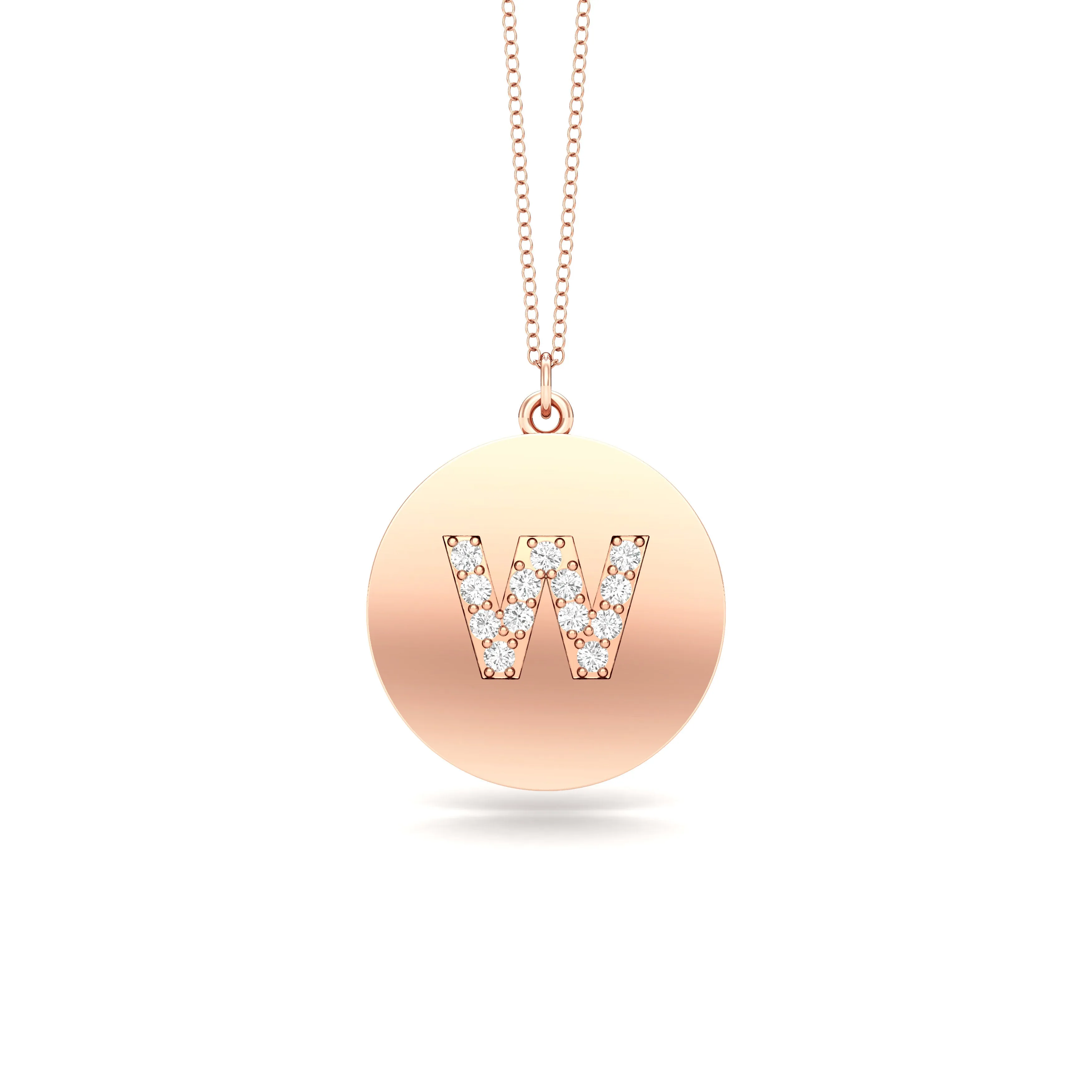0.07Ct Diamond A-Z Alphabet Initial Pendant, 18" Gold Chain in 14K Gold