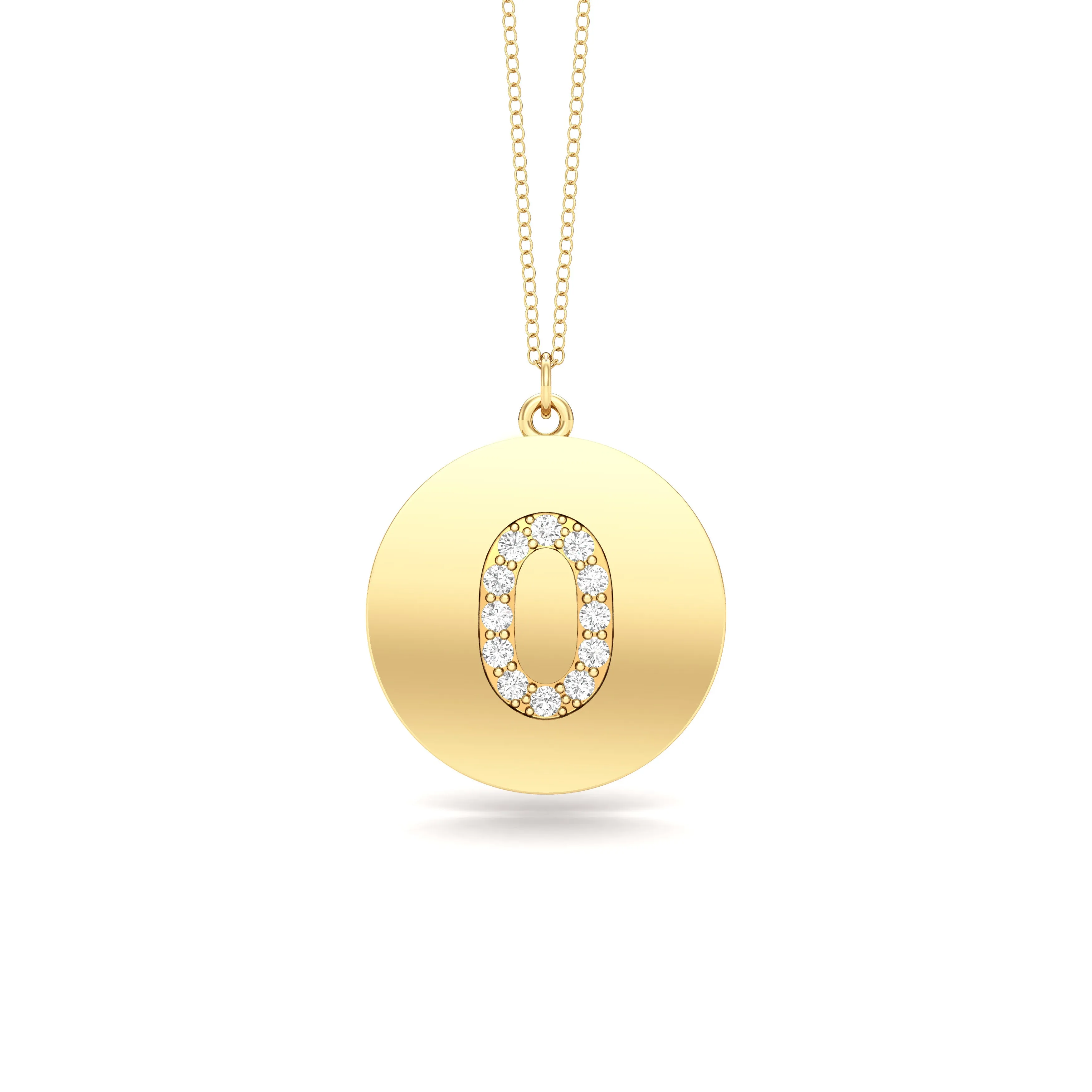 0.07Ct Diamond A-Z Alphabet Initial Pendant, 18" Gold Chain in 14K Gold