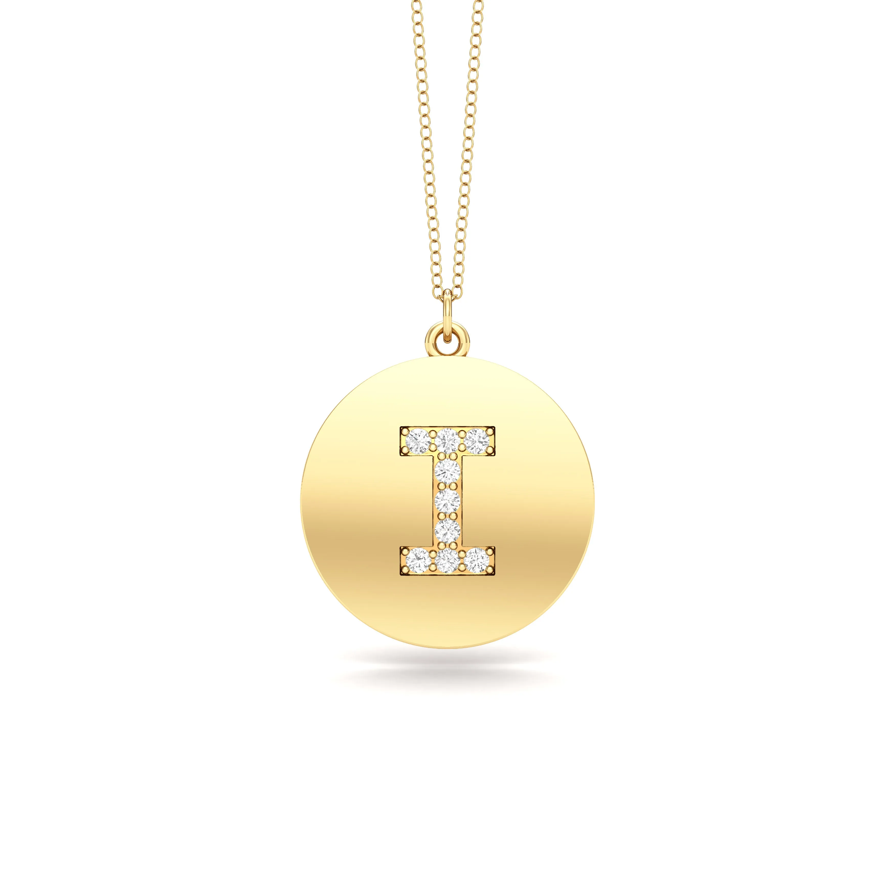 0.07Ct Diamond A-Z Alphabet Initial Pendant, 18" Gold Chain in 14K Gold