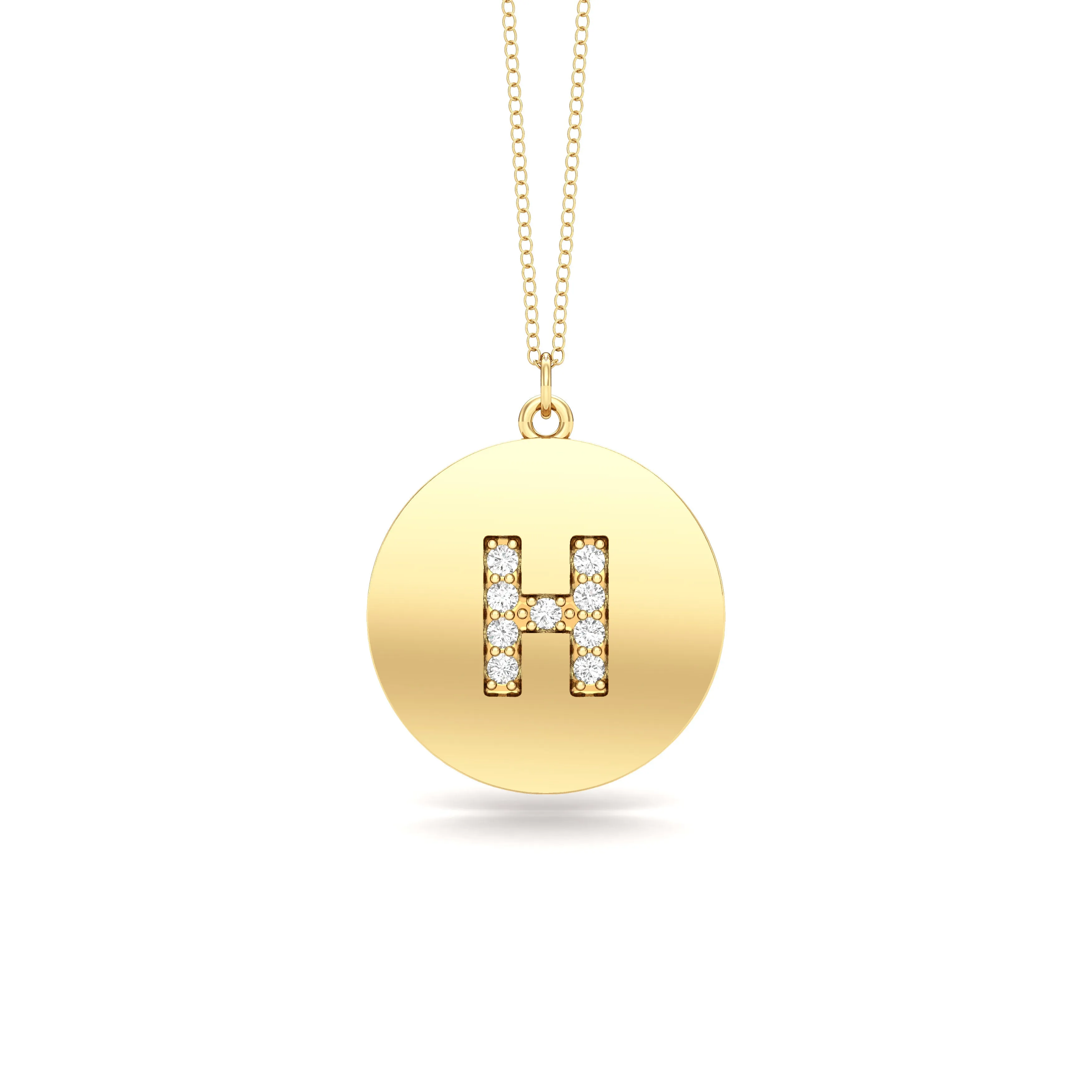 0.07Ct Diamond A-Z Alphabet Initial Pendant, 18" Gold Chain in 14K Gold