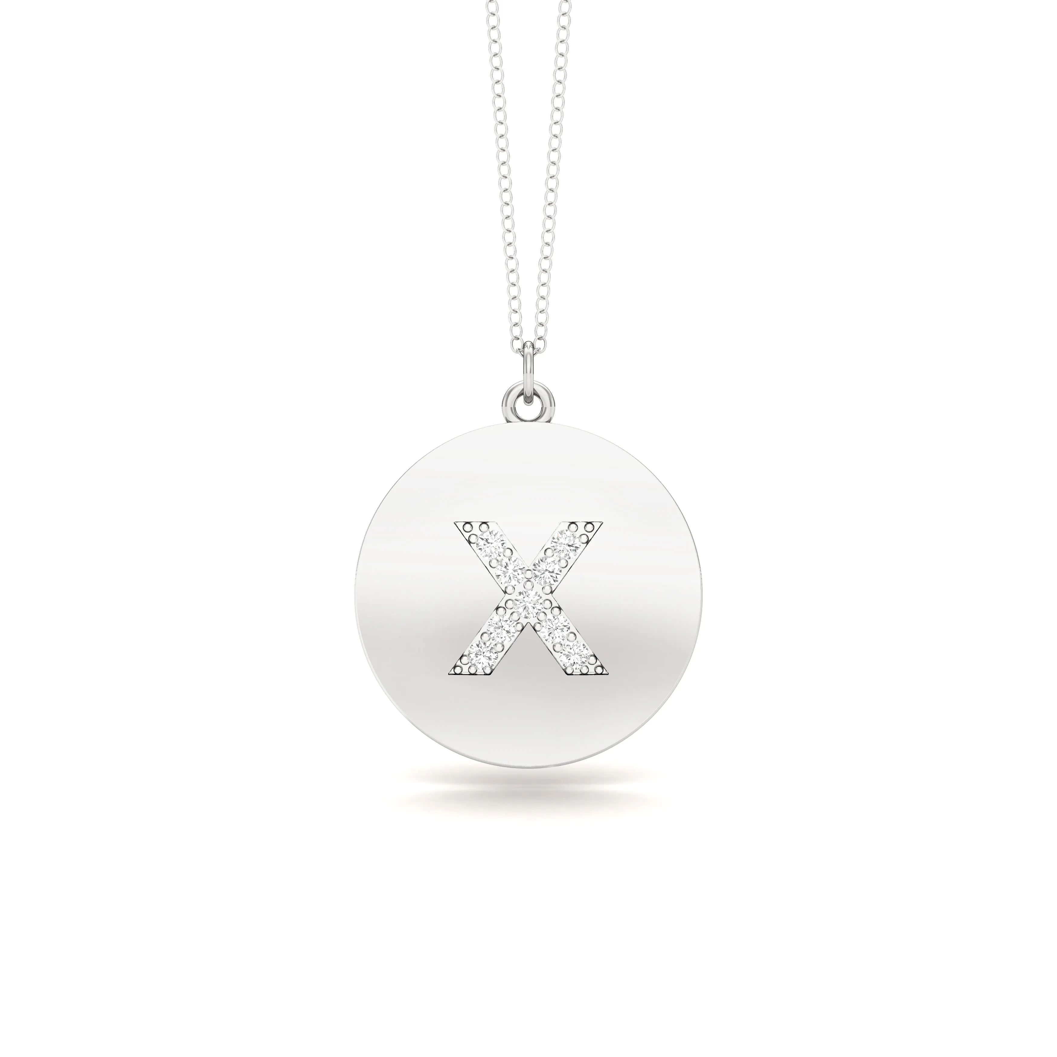 0.07Ct Diamond A-Z Alphabet Initial Pendant, 18" Gold Chain in 14K Gold