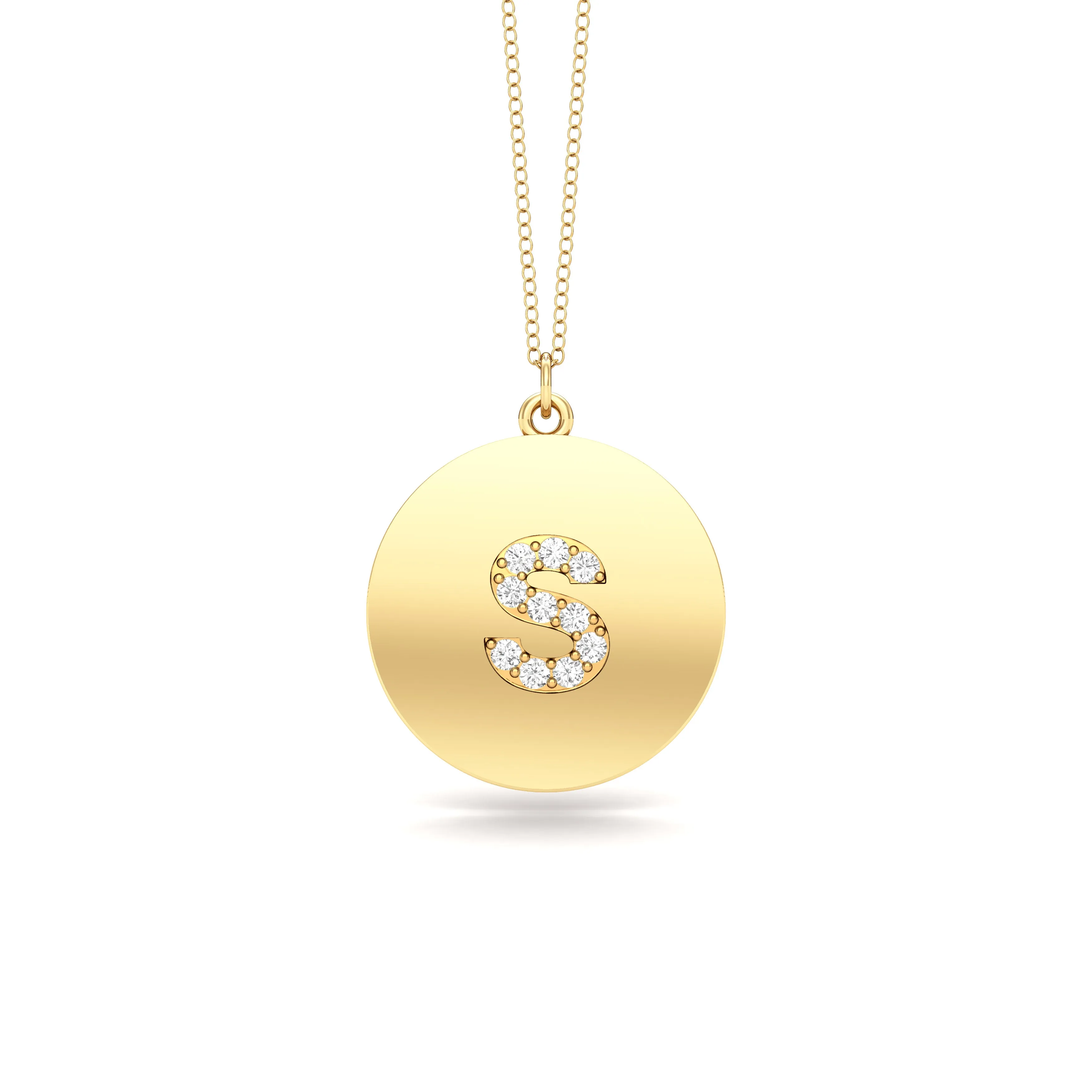 0.07Ct Diamond A-Z Alphabet Initial Pendant, 18" Gold Chain in 14K Gold