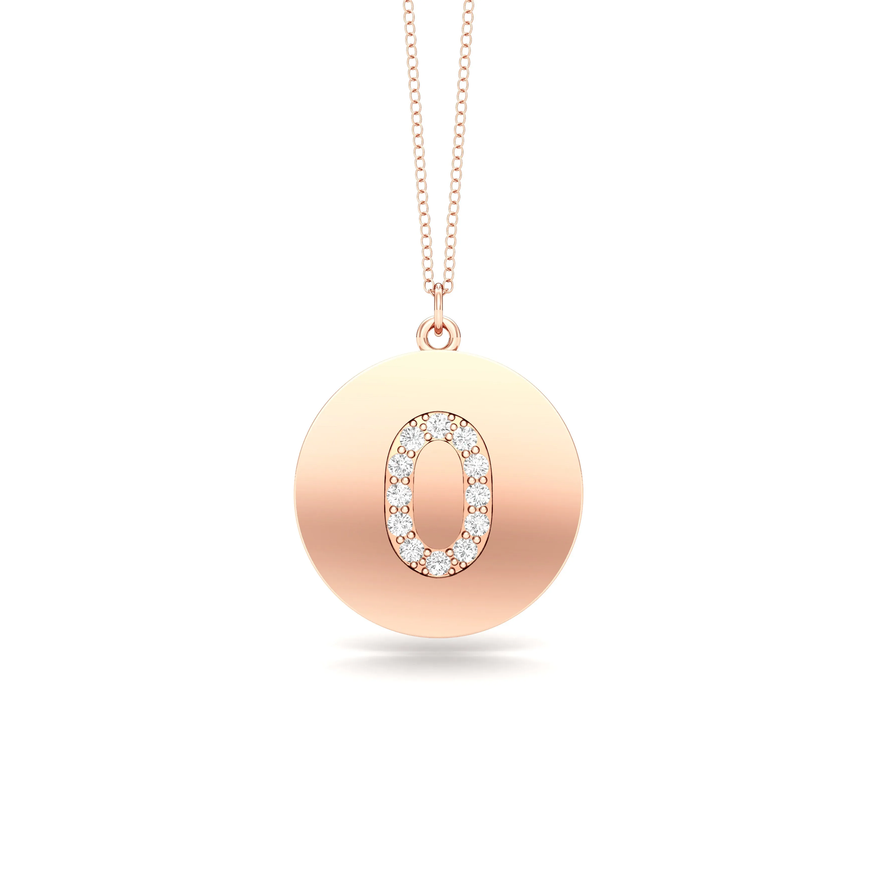 0.07Ct Diamond A-Z Alphabet Initial Pendant, 18" Gold Chain in 14K Gold