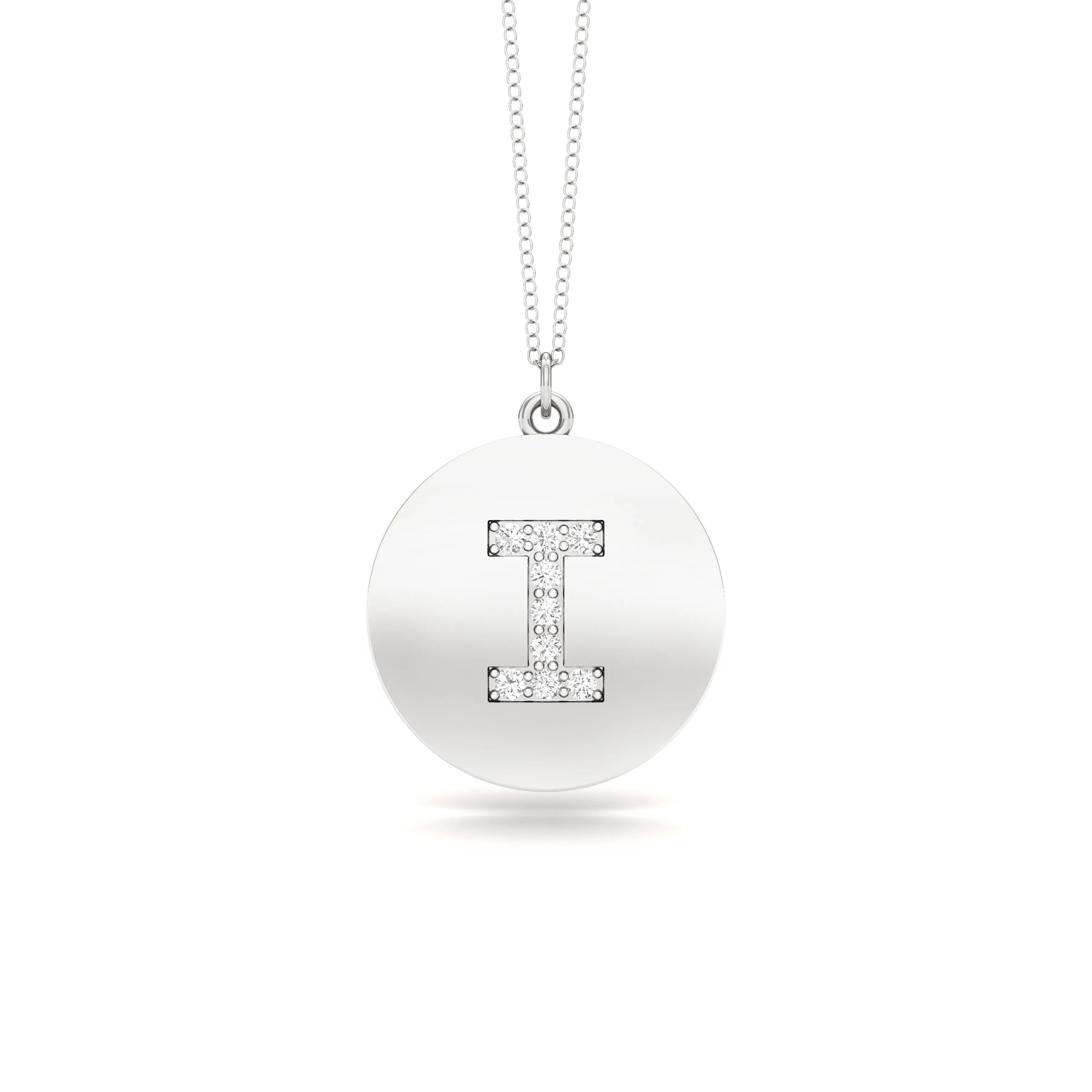 0.07Ct Diamond A-Z Alphabet Initial Pendant, 18" Gold Chain in 14K Gold