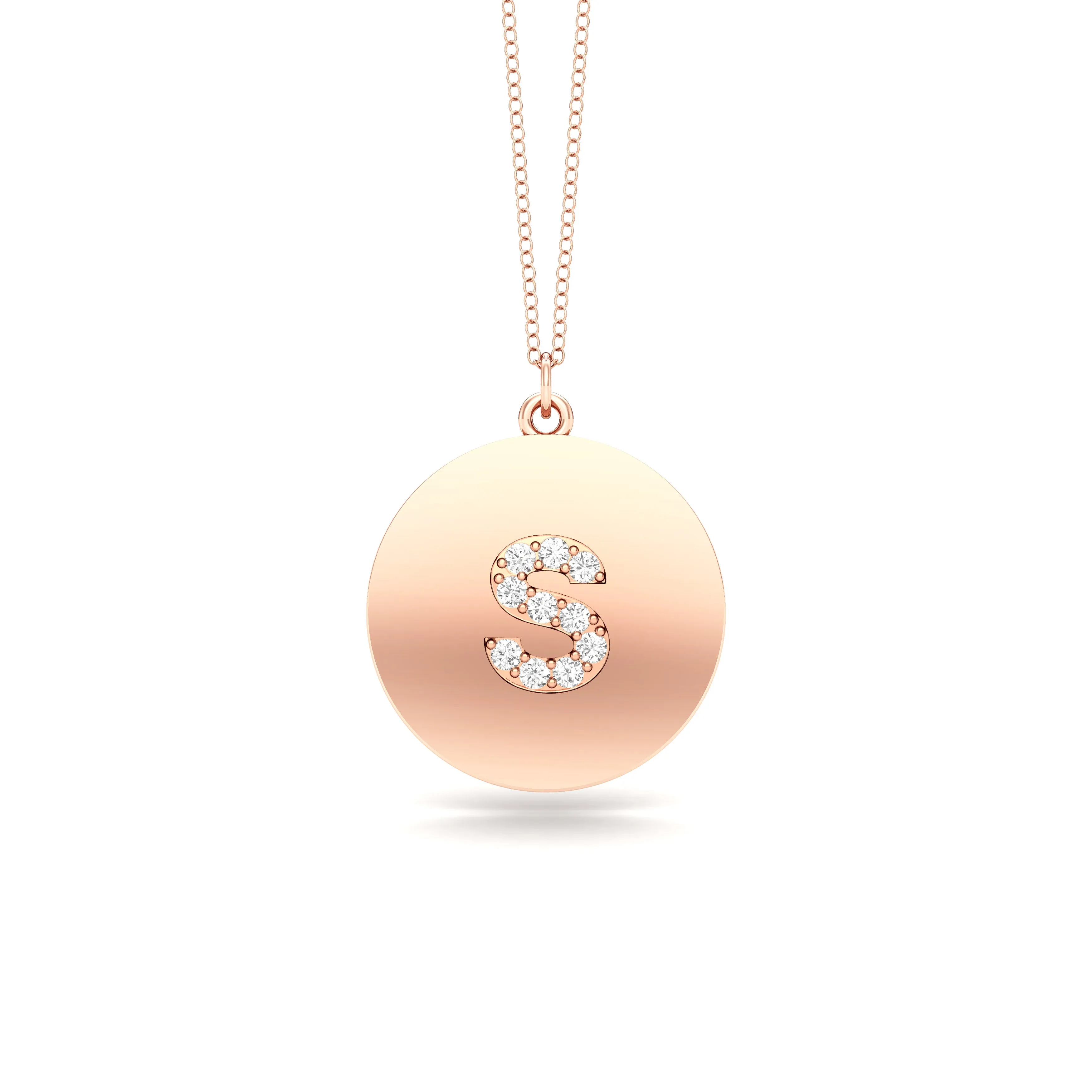 0.07Ct Diamond A-Z Alphabet Initial Pendant, 18" Gold Chain in 14K Gold