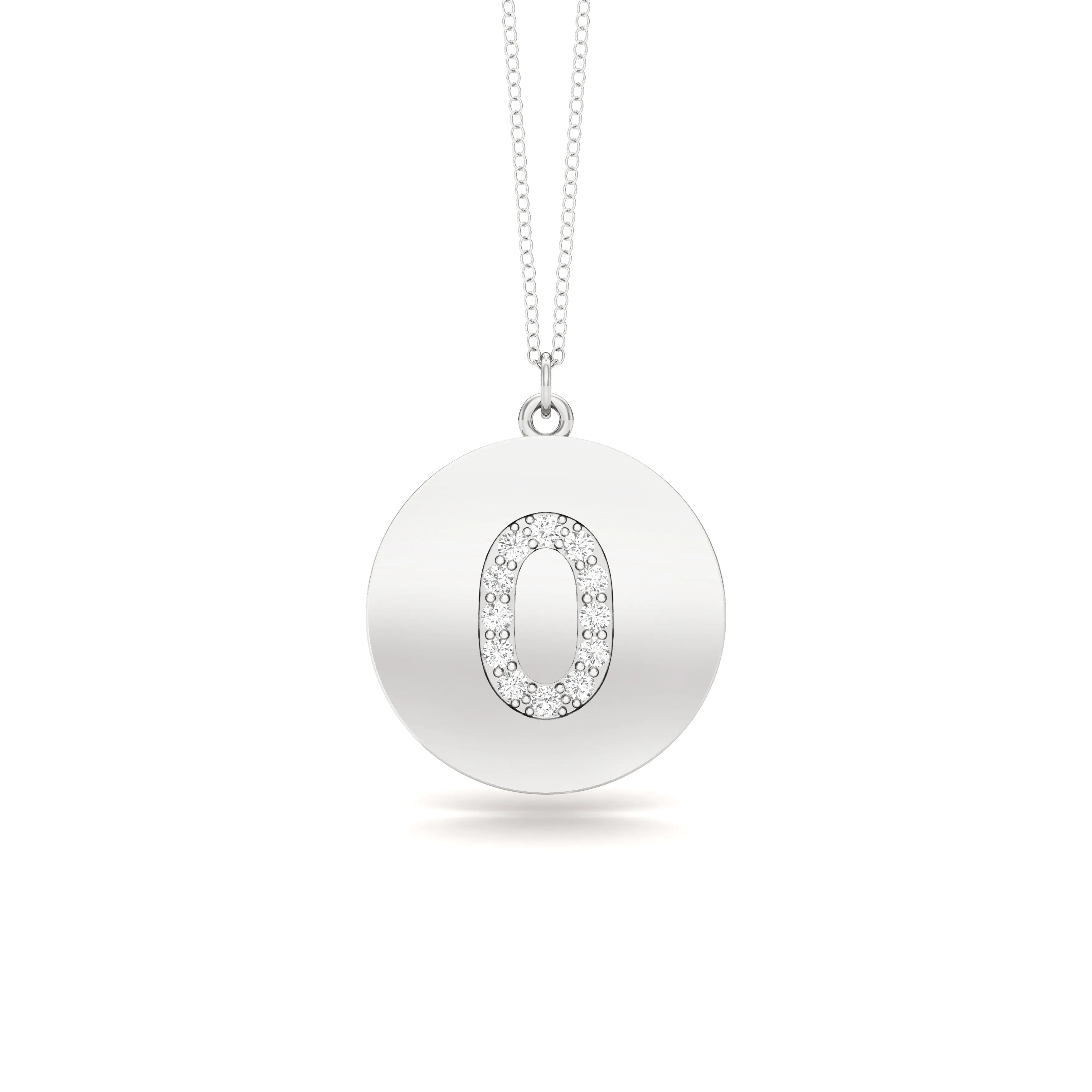 0.07Ct Diamond A-Z Alphabet Initial Pendant, 18" Gold Chain in 14K Gold