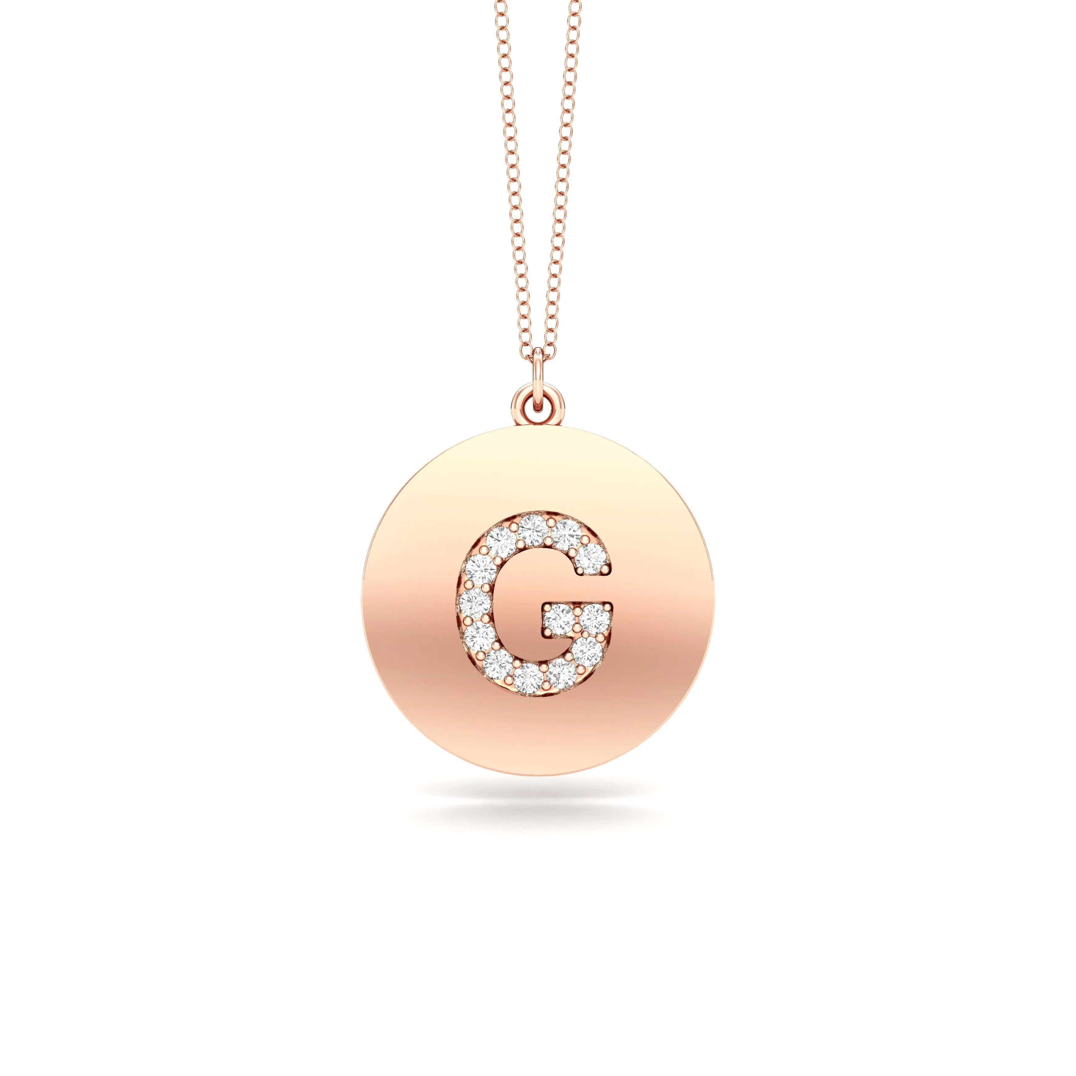 0.07Ct Diamond A-Z Alphabet Initial Pendant, 18" Gold Chain in 14K Gold