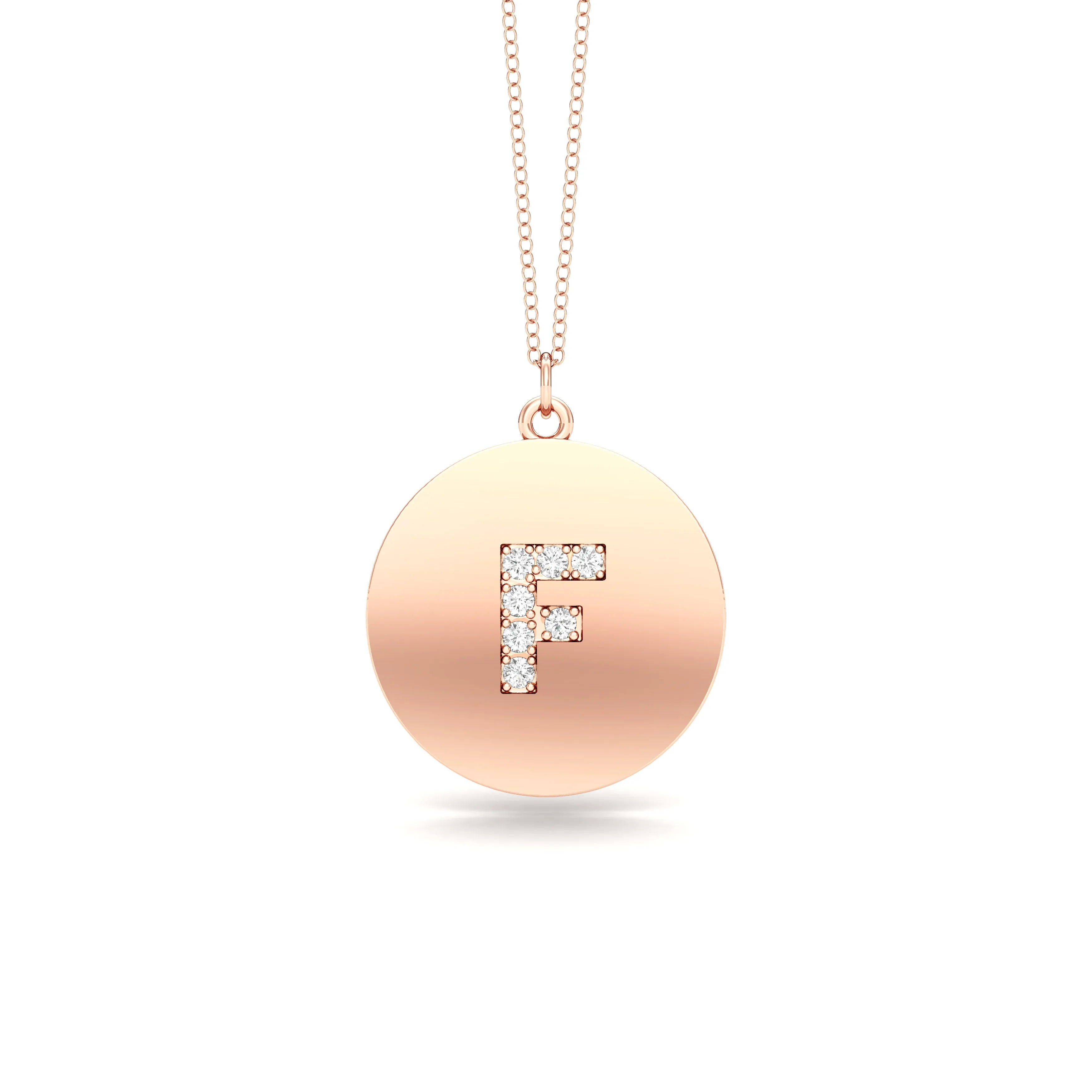 0.07Ct Diamond A-Z Alphabet Initial Pendant, 18" Gold Chain in 14K Gold