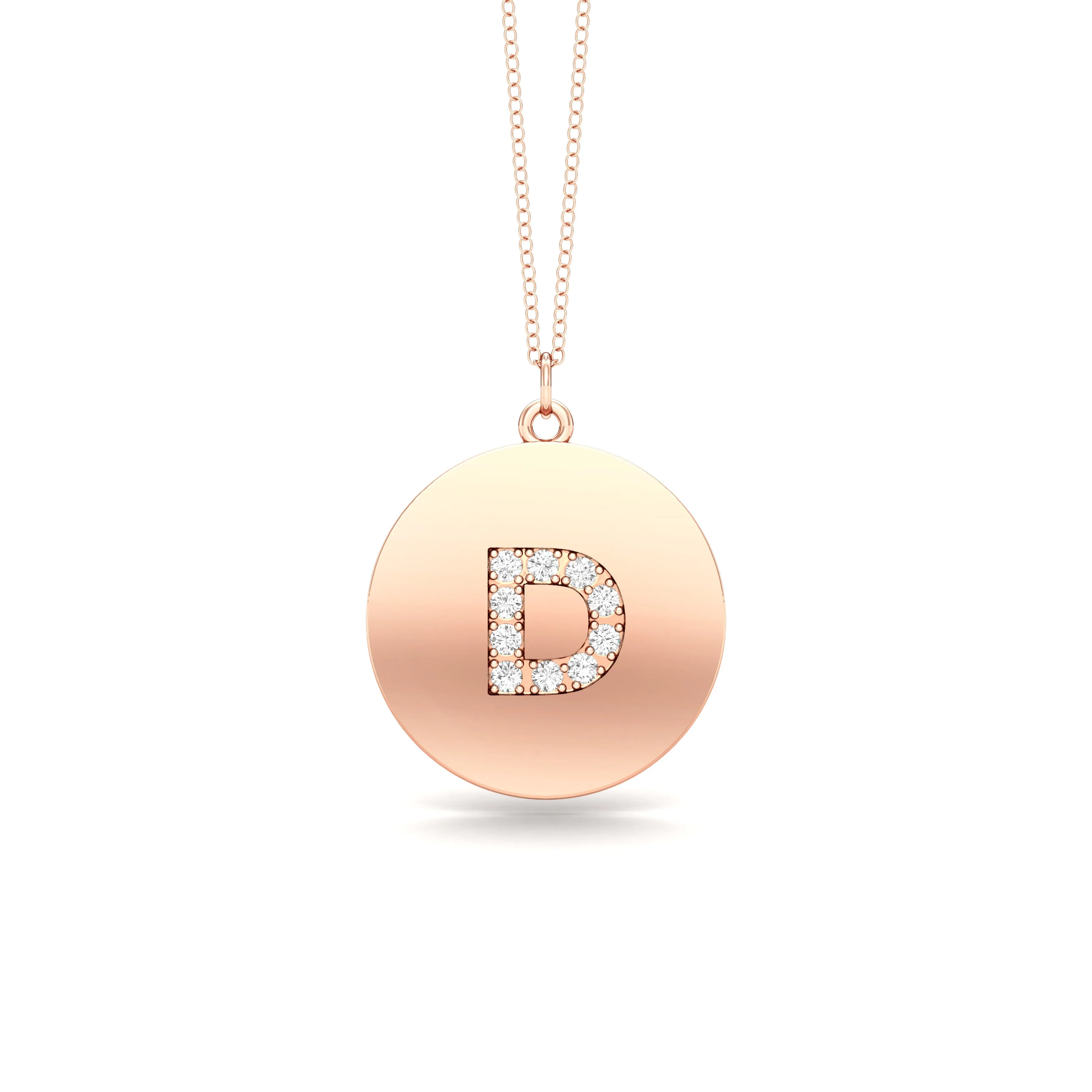 0.07Ct Diamond A-Z Alphabet Initial Pendant, 18" Gold Chain in 14K Gold