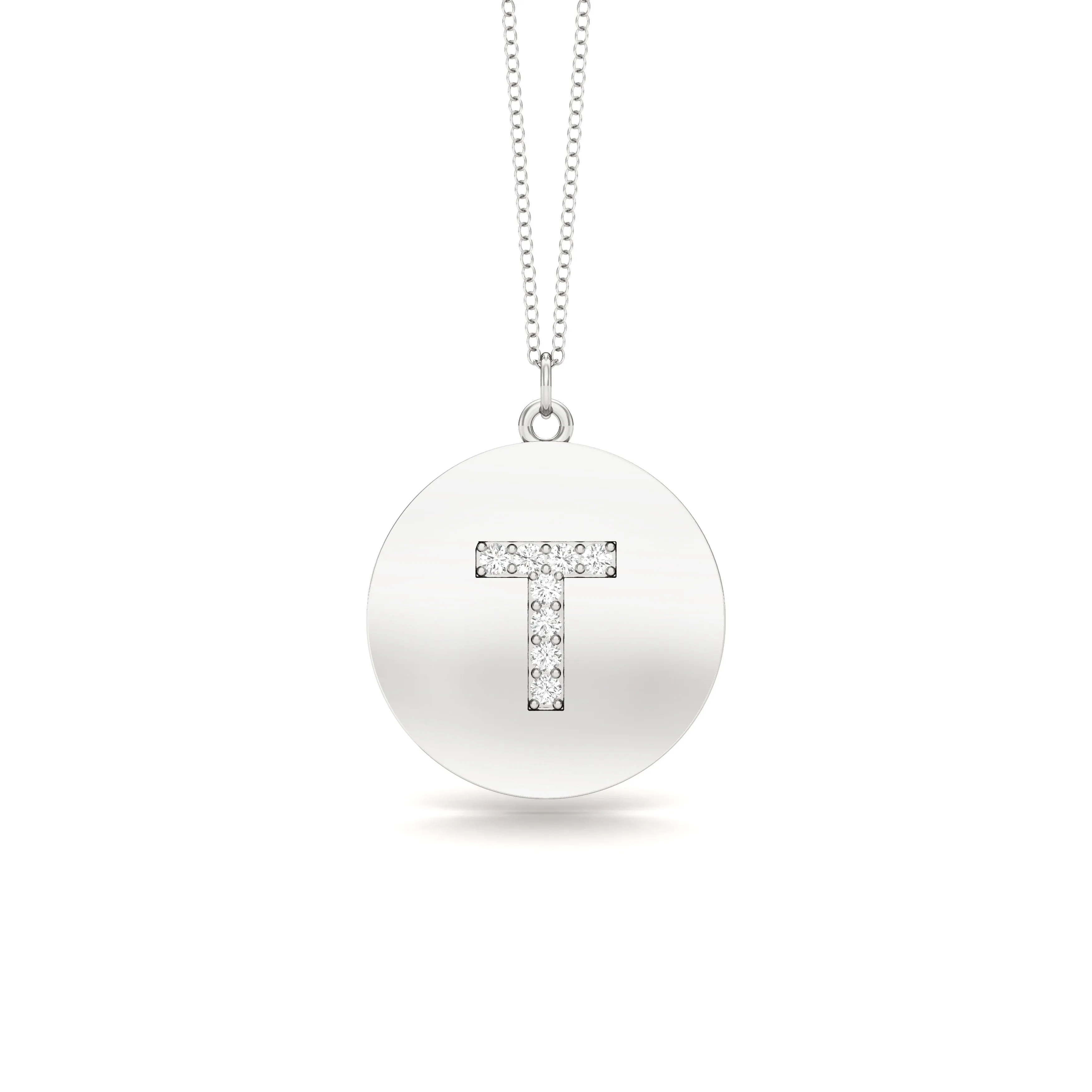 0.07Ct Diamond A-Z Alphabet Initial Pendant, 18" Gold Chain in 14K Gold