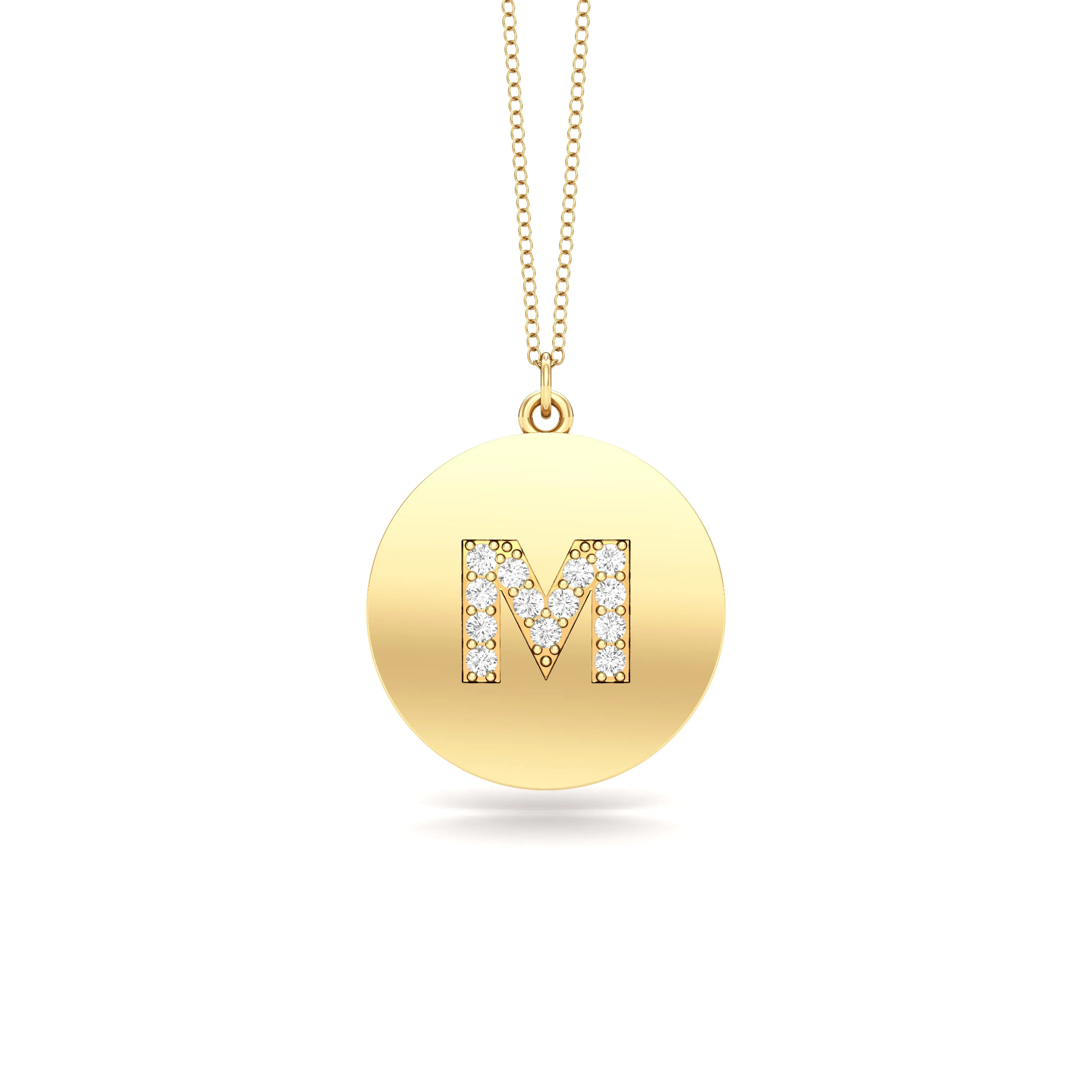 0.07Ct Diamond A-Z Alphabet Initial Pendant, 18" Gold Chain in 14K Gold