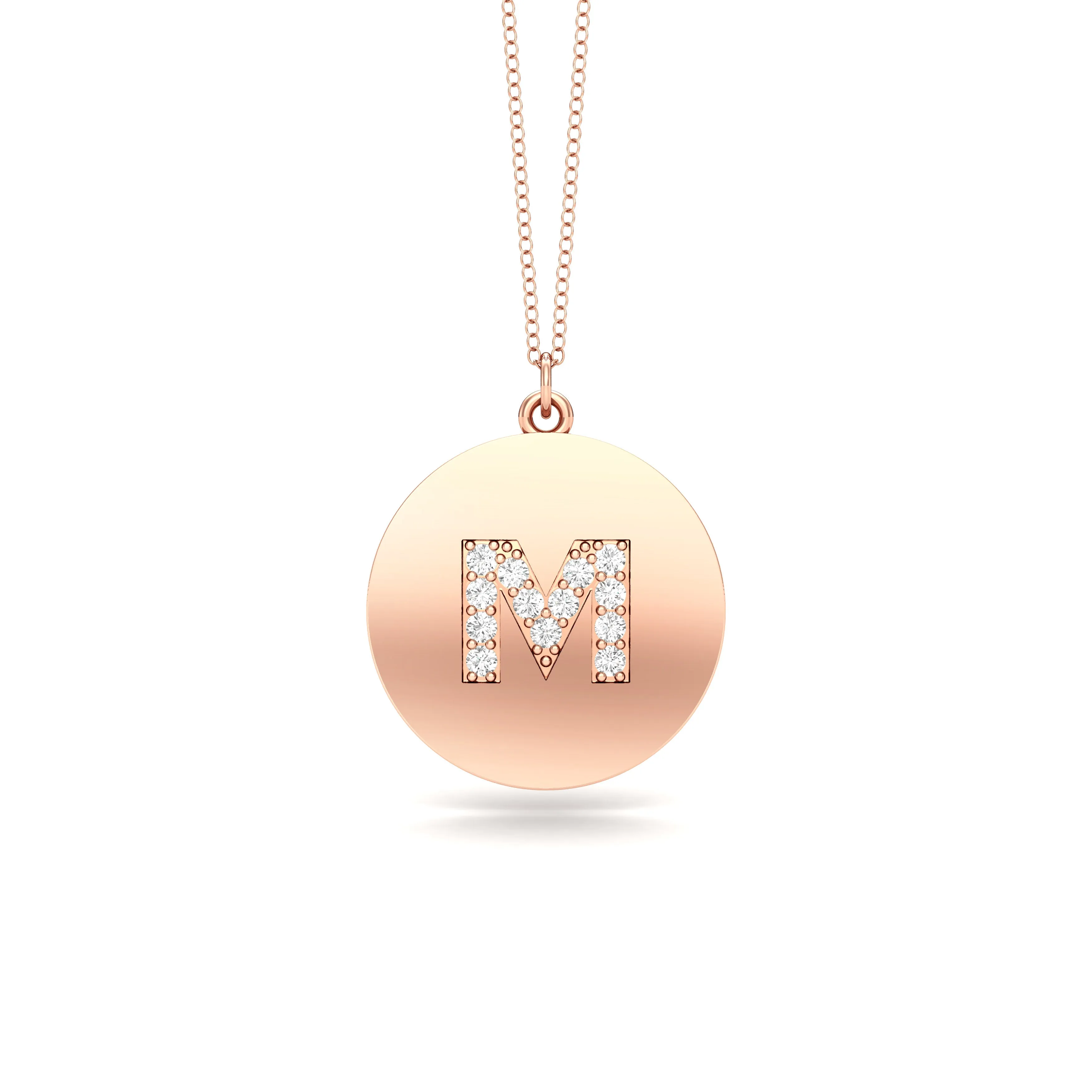 0.07Ct Diamond A-Z Alphabet Initial Pendant, 18" Gold Chain in 14K Gold