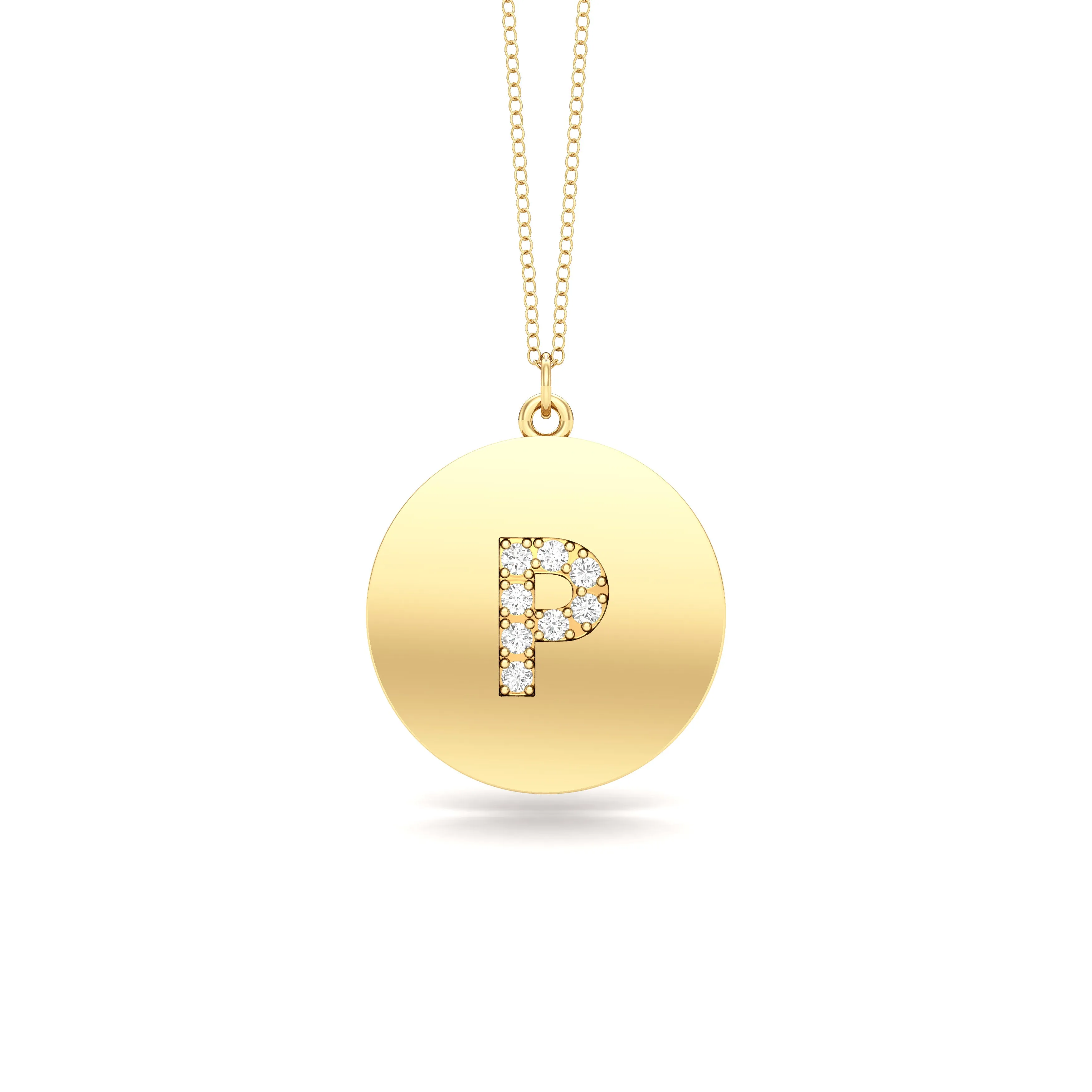 0.07Ct Diamond A-Z Alphabet Initial Pendant, 18" Gold Chain in 14K Gold