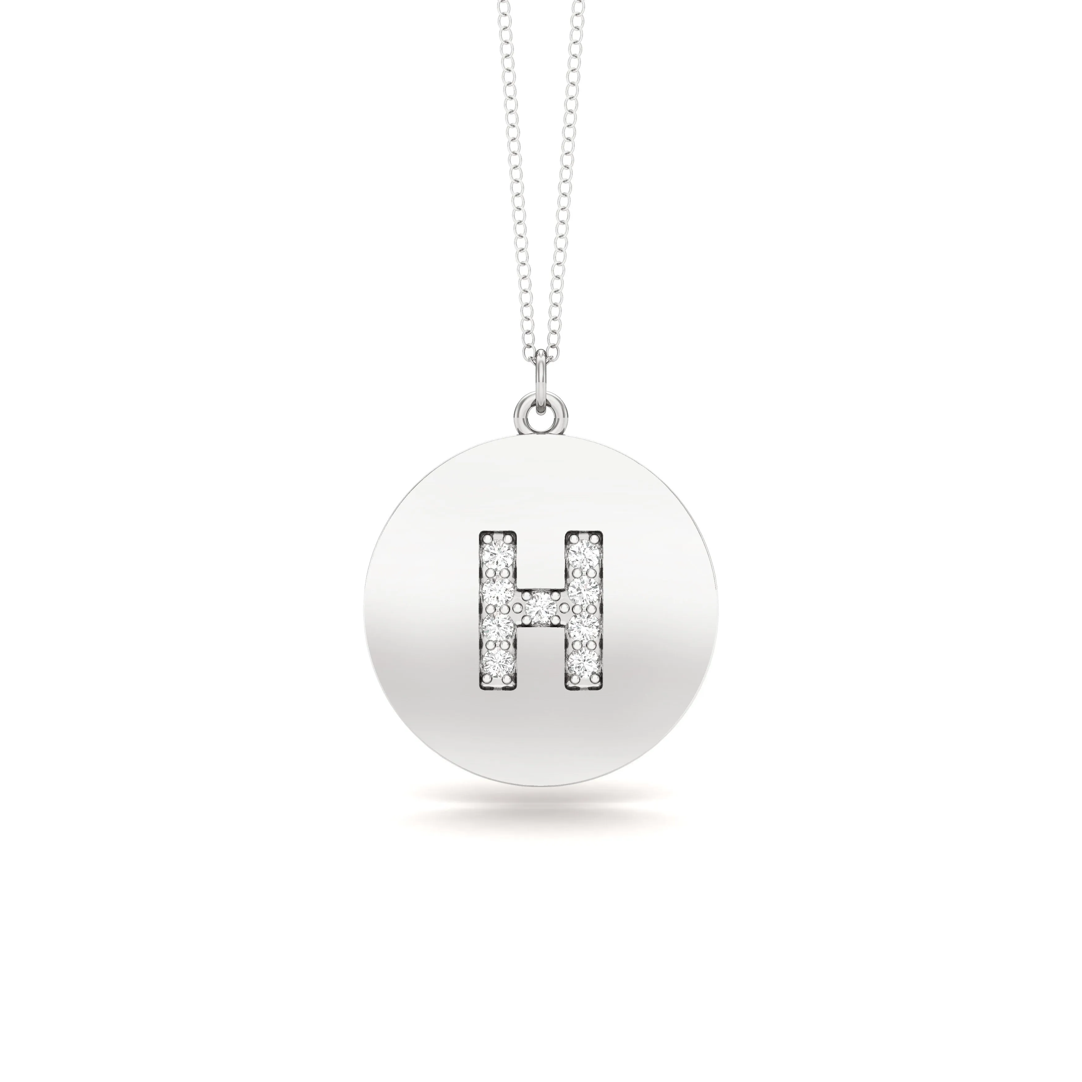 0.07Ct Diamond A-Z Alphabet Initial Pendant, 18" Gold Chain in 14K Gold