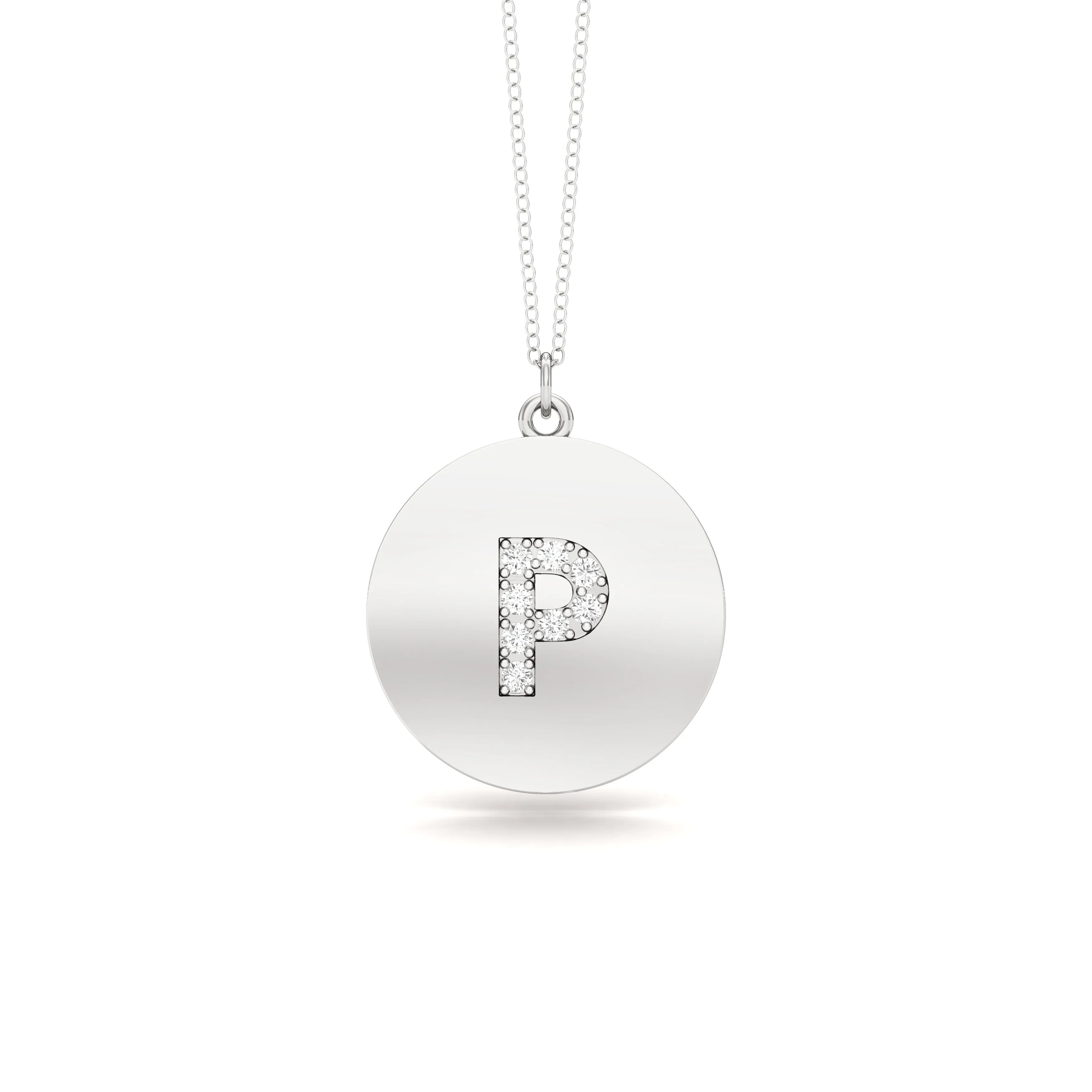 0.07Ct Diamond A-Z Alphabet Initial Pendant, 18" Gold Chain in 14K Gold