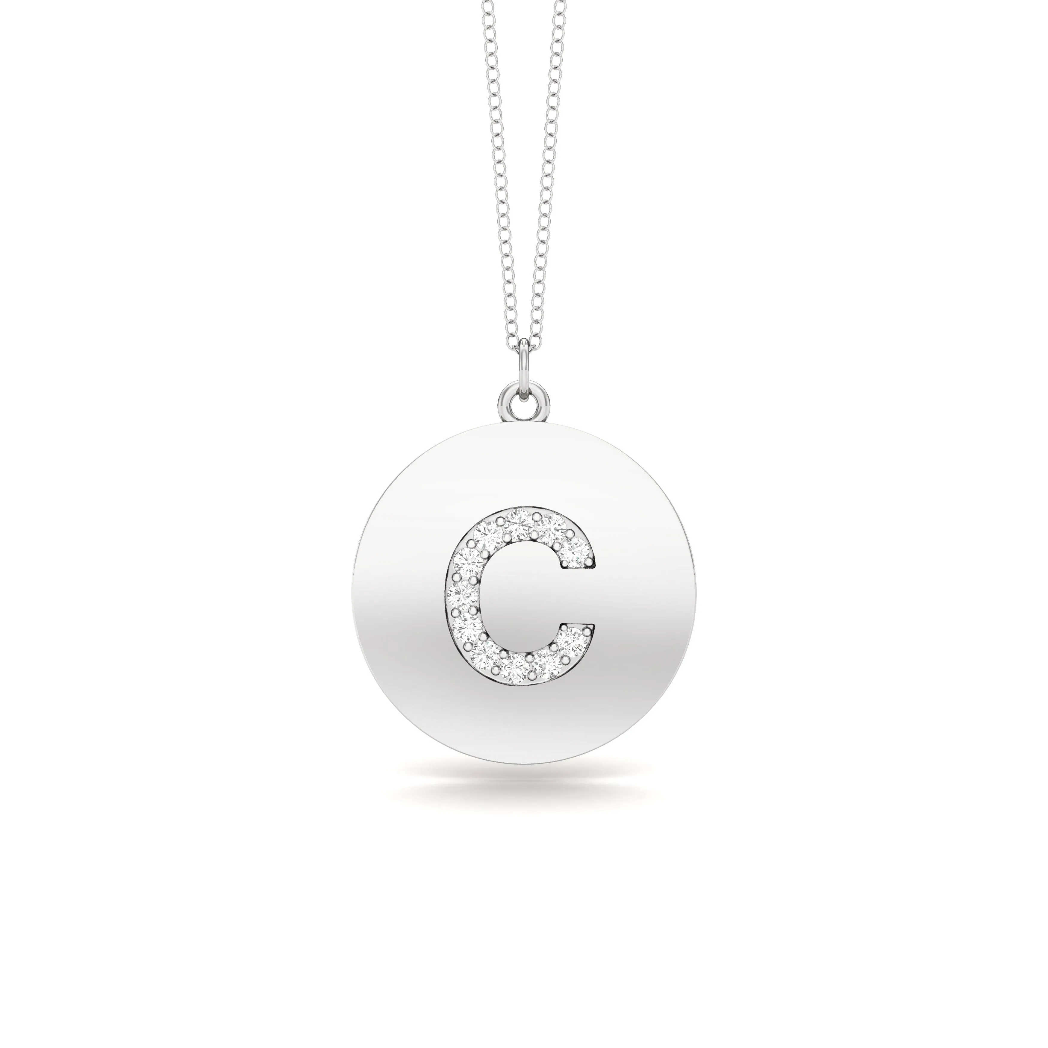0.07Ct Diamond A-Z Alphabet Initial Pendant, 18" Gold Chain in 14K Gold