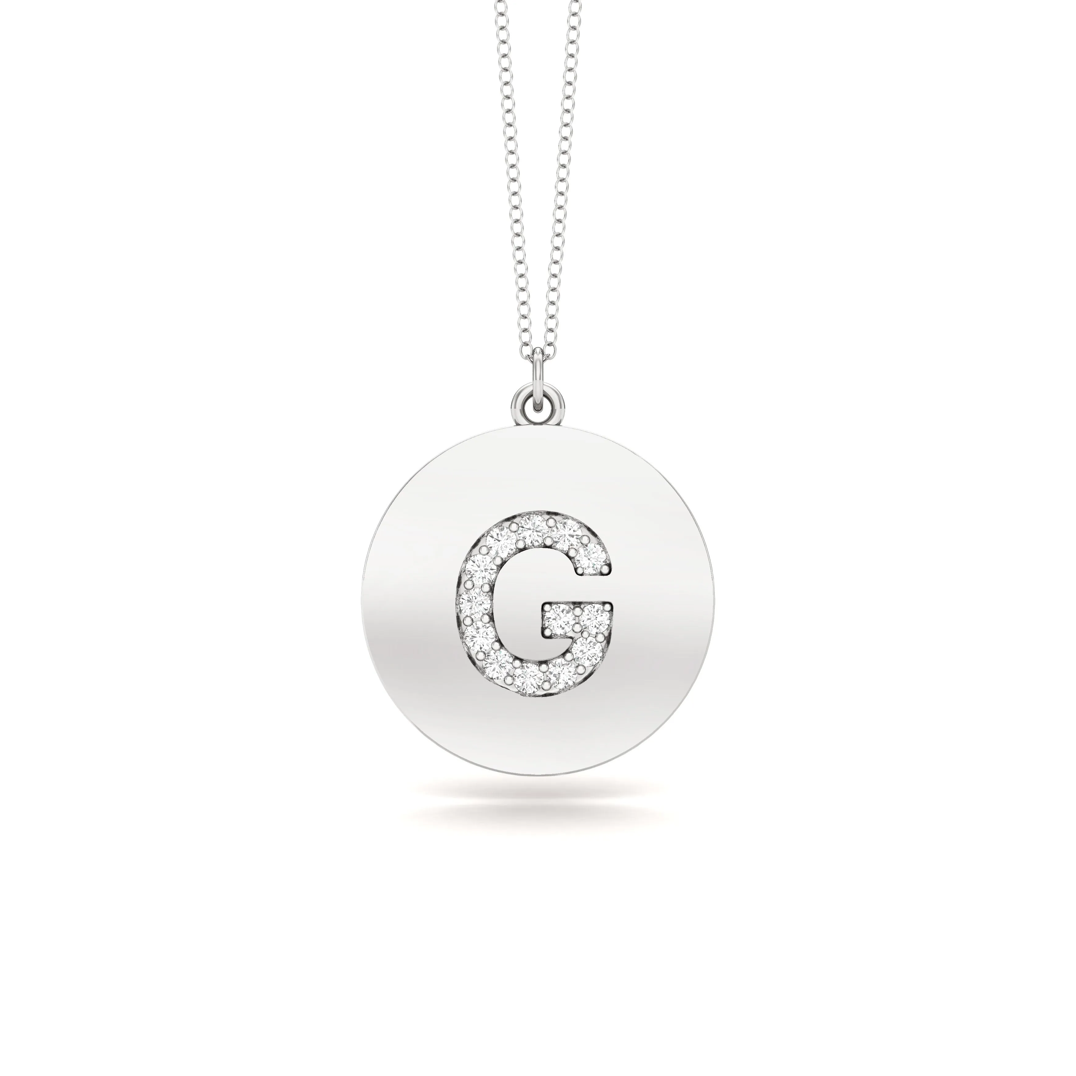 0.07Ct Diamond A-Z Alphabet Initial Pendant, 18" Gold Chain in 14K Gold