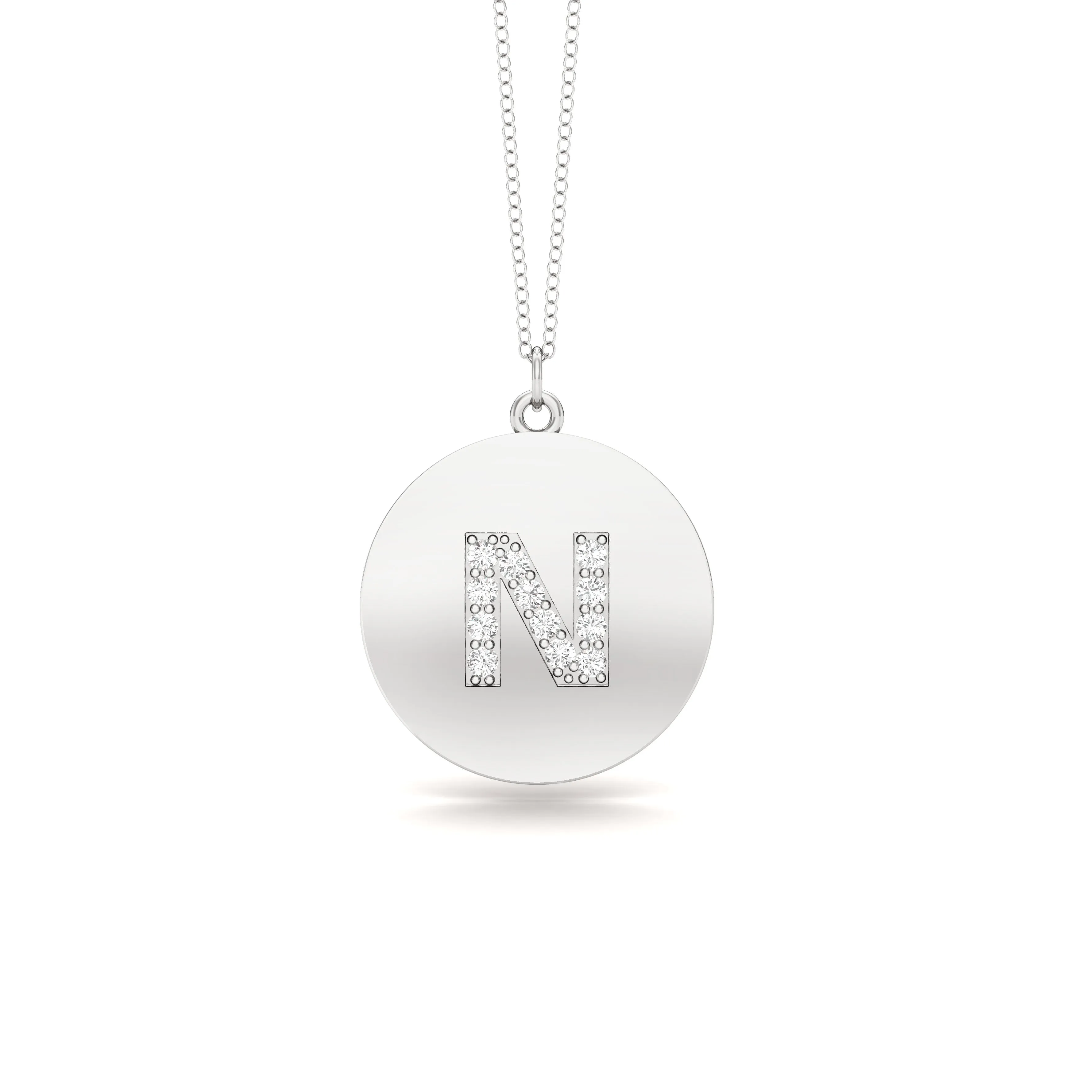 0.07Ct Diamond A-Z Alphabet Initial Pendant, 18" Gold Chain in 14K Gold