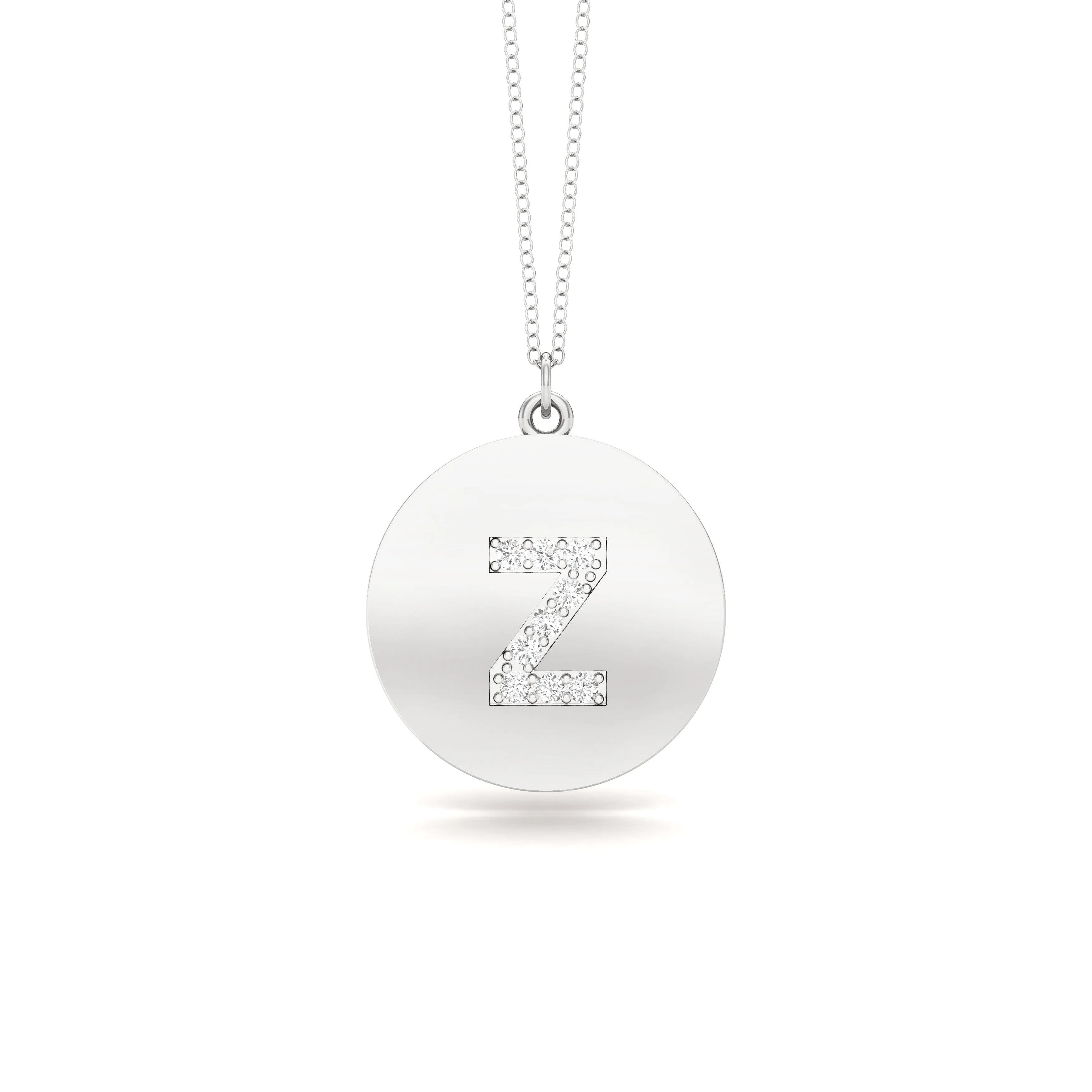 0.07Ct Diamond A-Z Alphabet Initial Pendant, 18" Gold Chain in 14K Gold