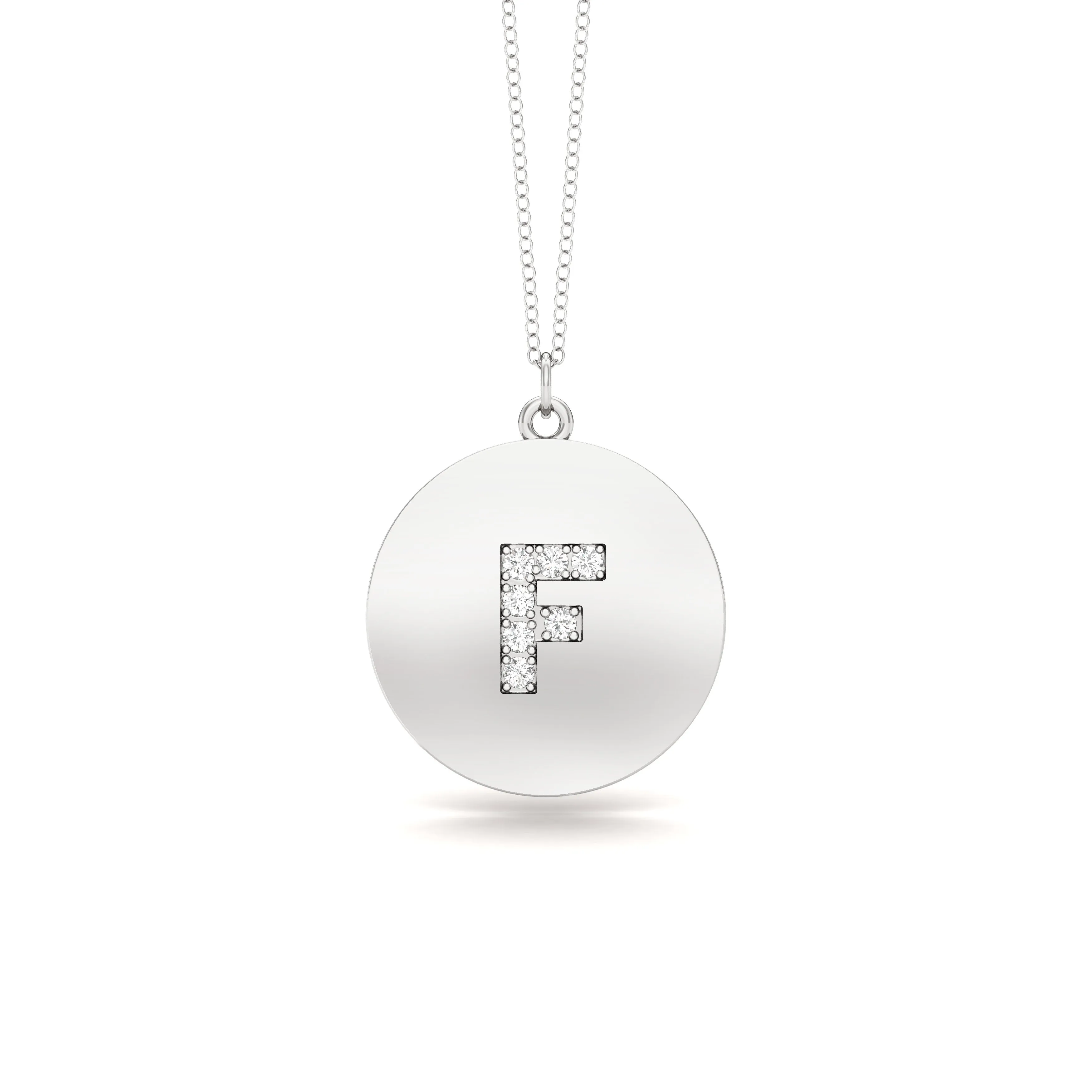 0.07Ct Diamond A-Z Alphabet Initial Pendant, 18" Gold Chain in 14K Gold