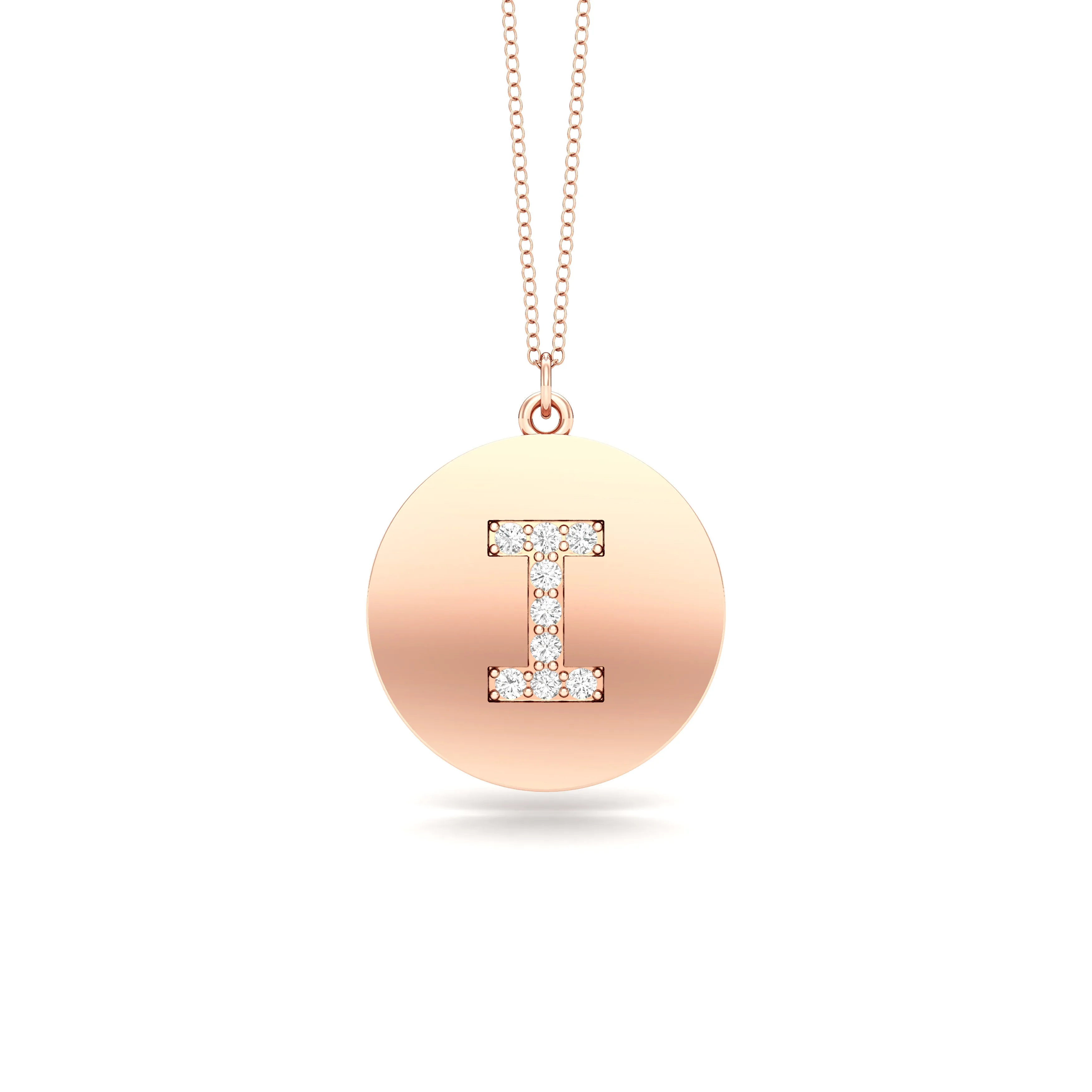 0.07Ct Diamond A-Z Alphabet Initial Pendant, 18" Gold Chain in 14K Gold