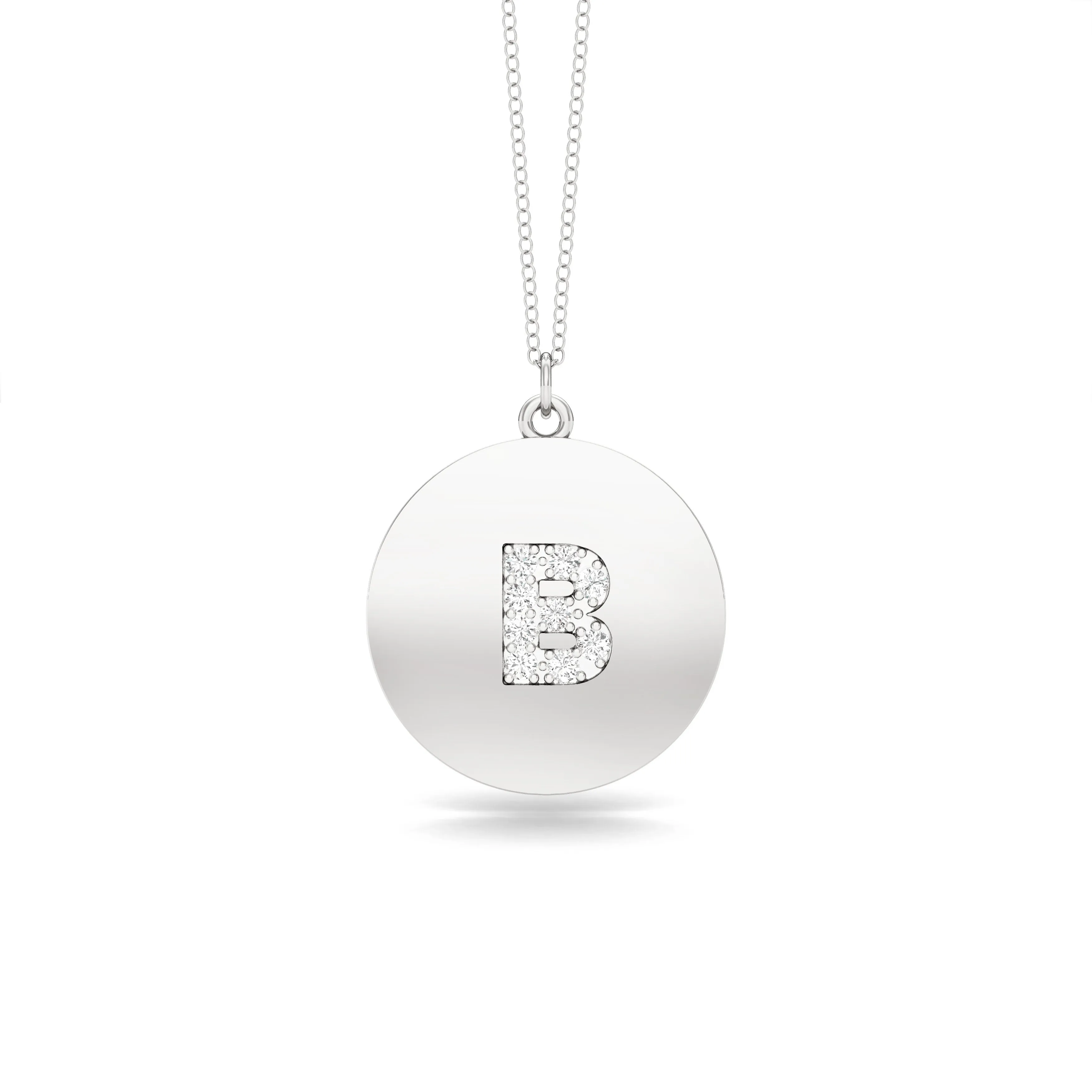 0.07Ct Diamond A-Z Alphabet Initial Pendant, 18" Gold Chain in 14K Gold