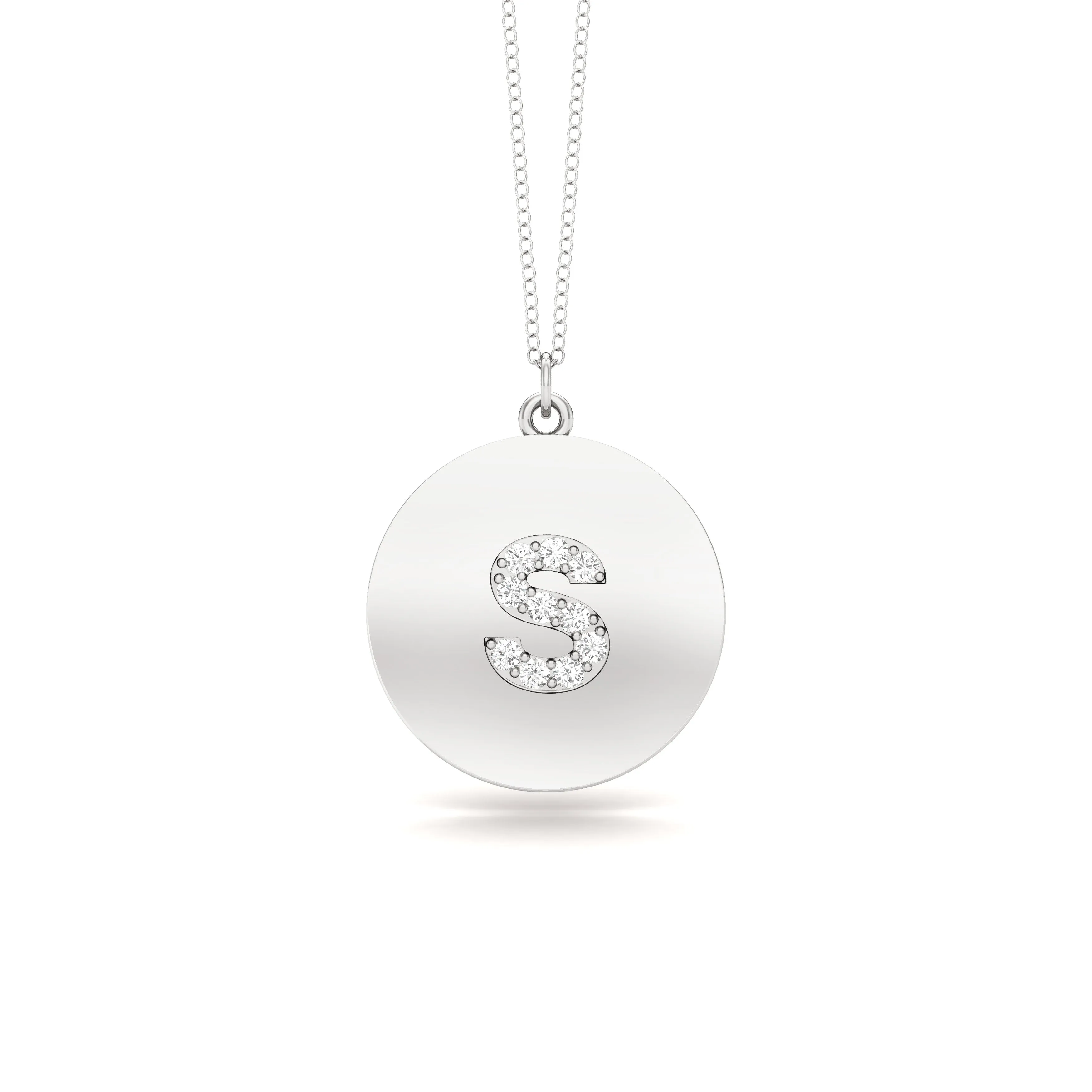 0.07Ct Diamond A-Z Alphabet Initial Pendant, 18" Gold Chain in 14K Gold