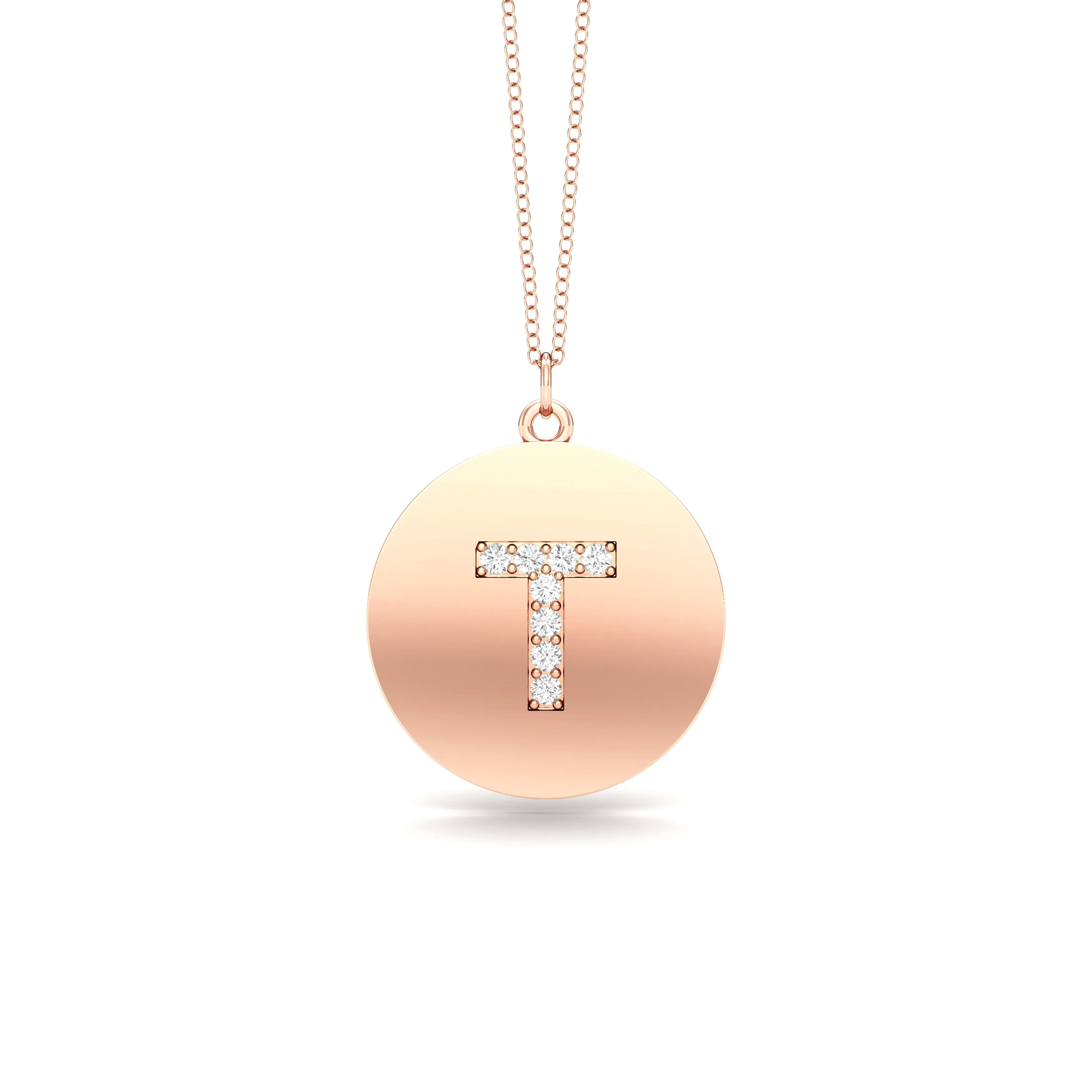 0.07Ct Diamond A-Z Alphabet Initial Pendant, 18" Gold Chain in 14K Gold