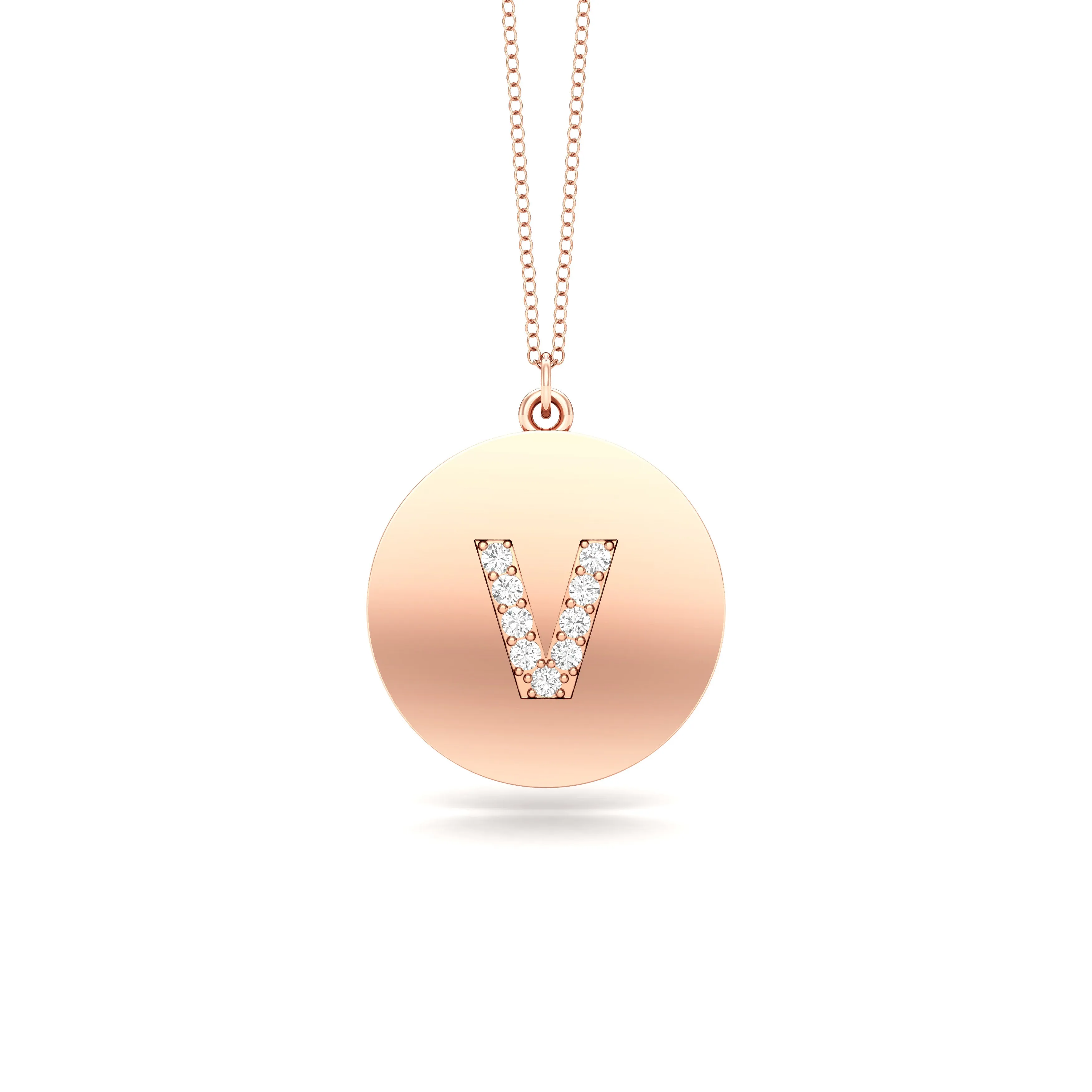 0.07Ct Diamond A-Z Alphabet Initial Pendant, 18" Gold Chain in 14K Gold