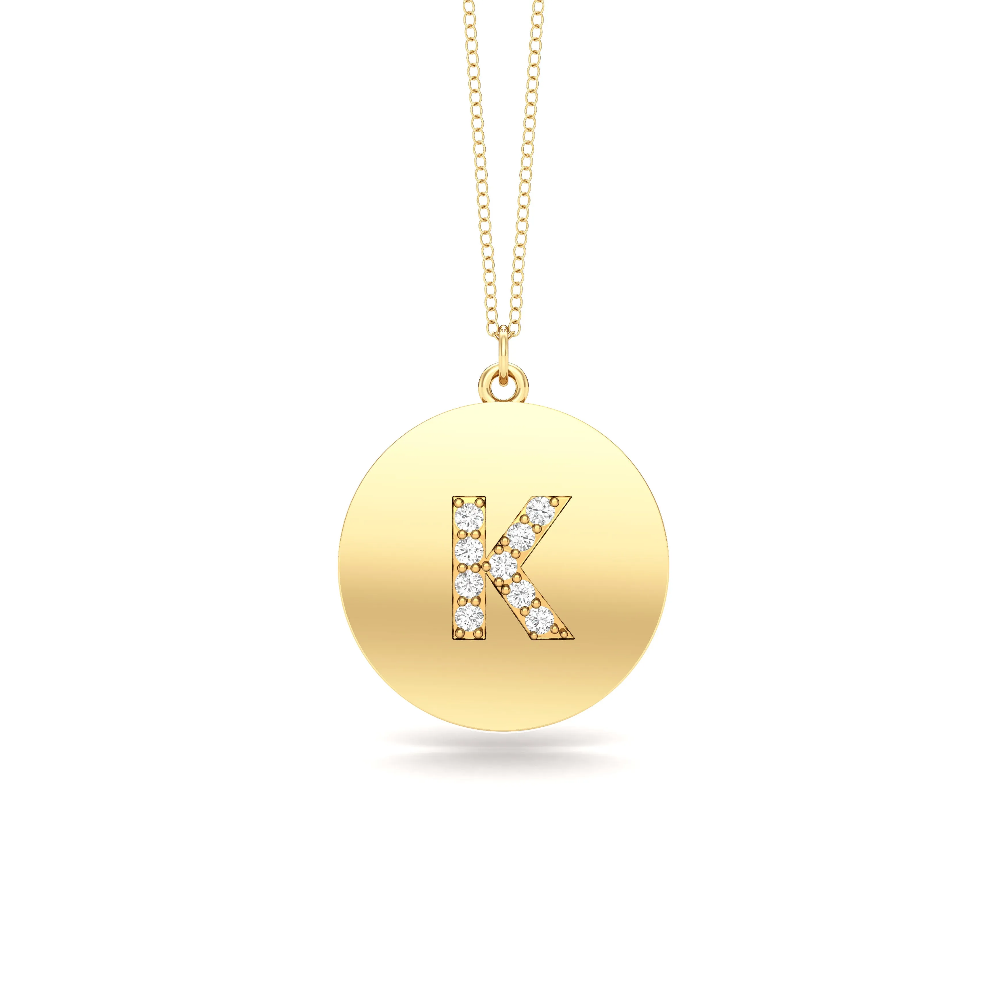0.07Ct Diamond A-Z Alphabet Initial Pendant, 18" Gold Chain in 14K Gold