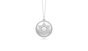 0.19Ct Diamond Star Disc Pendant, 18" Gold Chain in 14K Gold