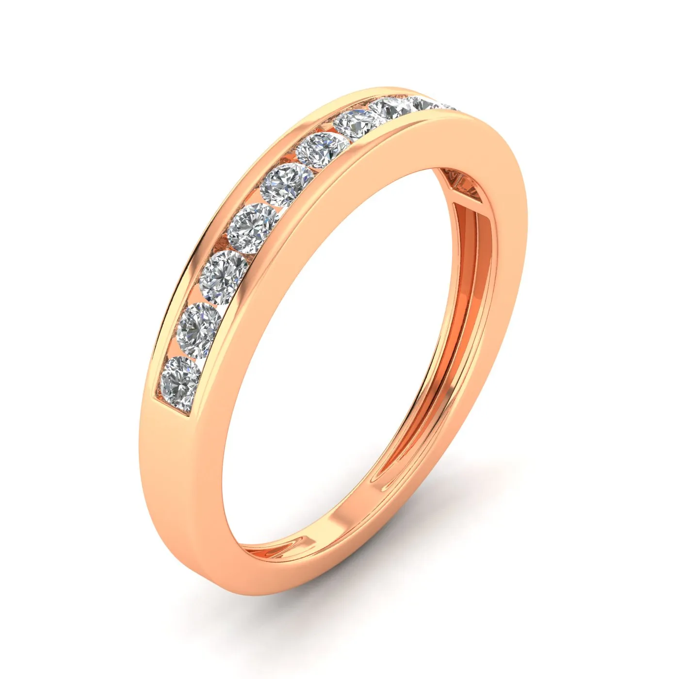 1/2 Carat TW Women's Diamond Channel Wedding Band in 10k Rose Gold