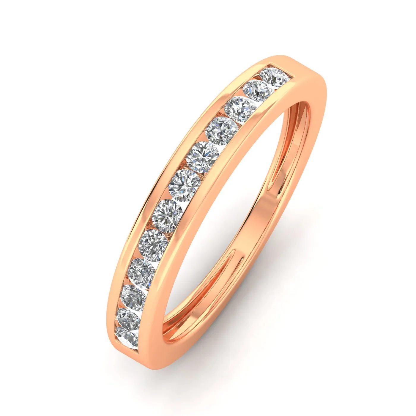 1/2 Carat TW Women's Diamond Channel Wedding Band in 10k Rose Gold