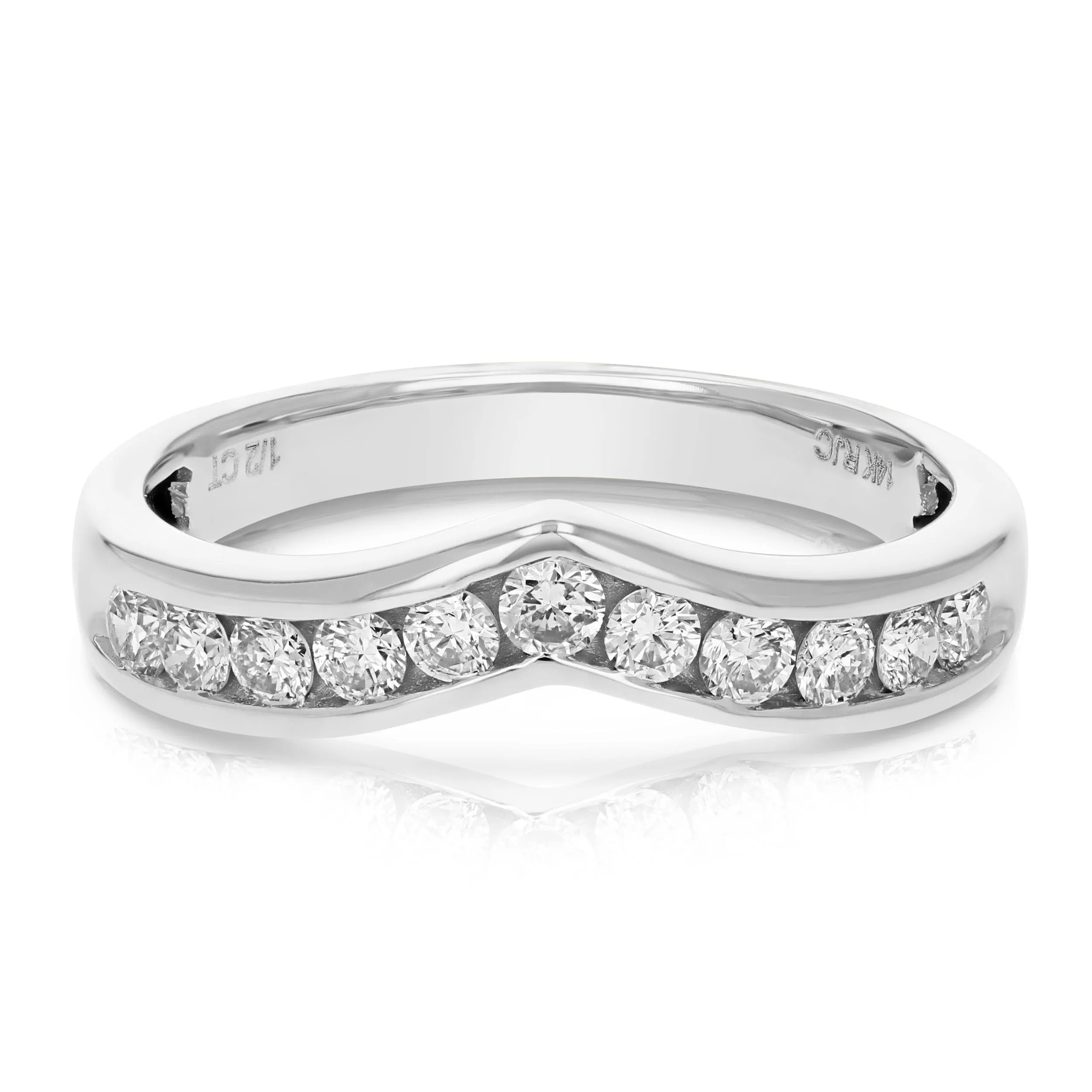 1/4 cttw to 1/2 cttw V-Shape Diamond Wedding Ring in 14k Gold